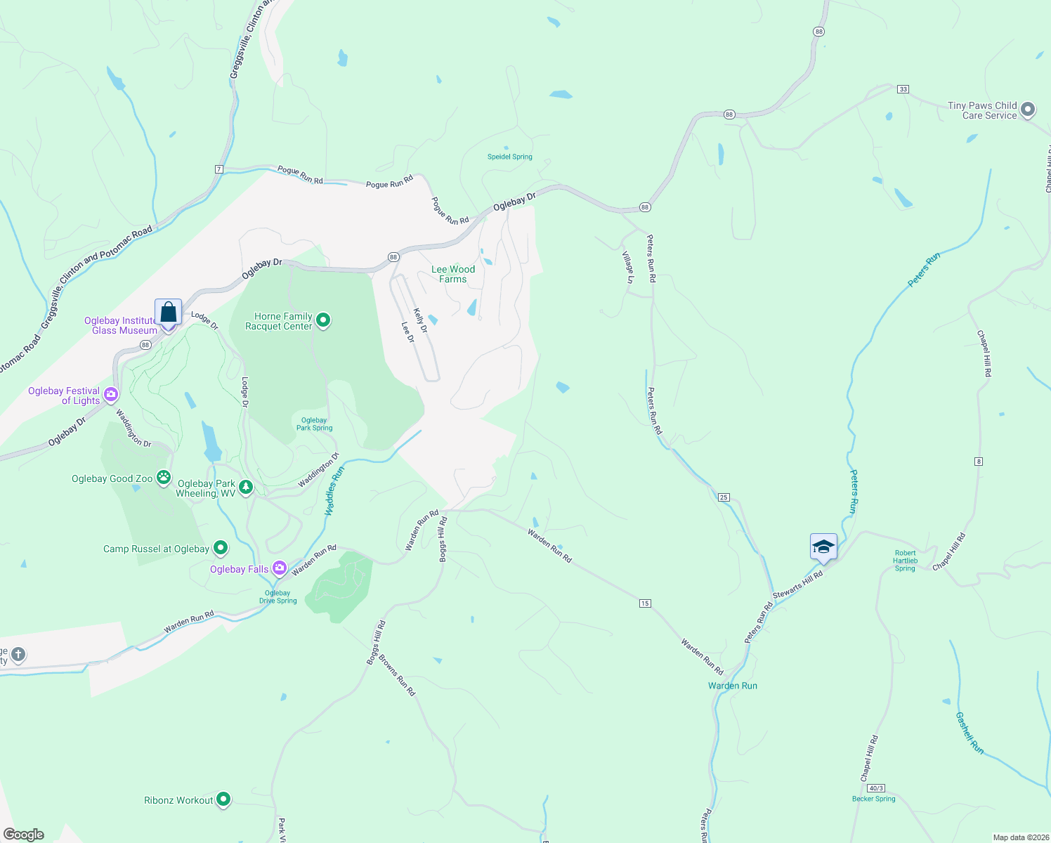 map of restaurants, bars, coffee shops, grocery stores, and more near 88 Bello Vedere in Wheeling