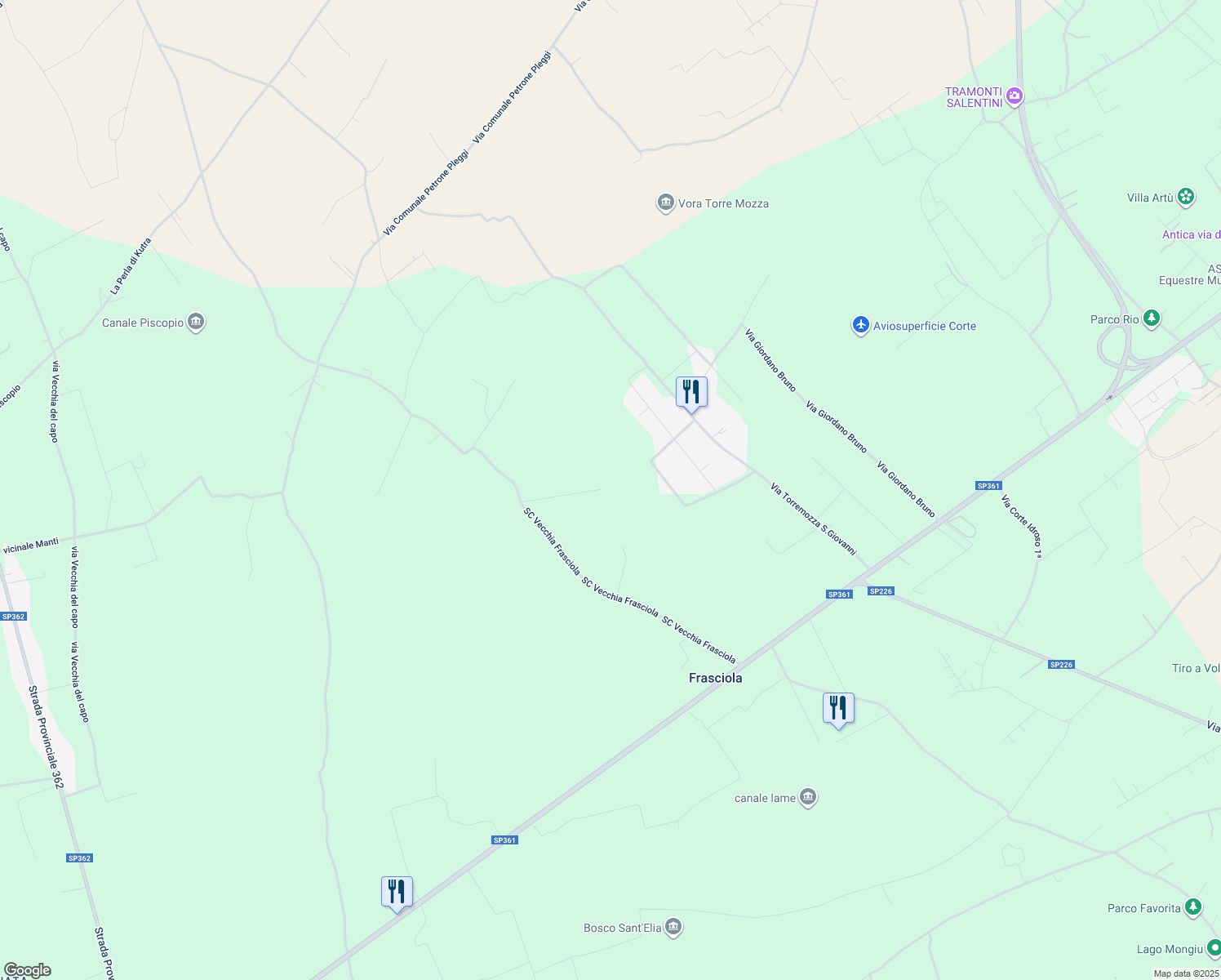 map of restaurants, bars, coffee shops, grocery stores, and more near in Cutrofiano