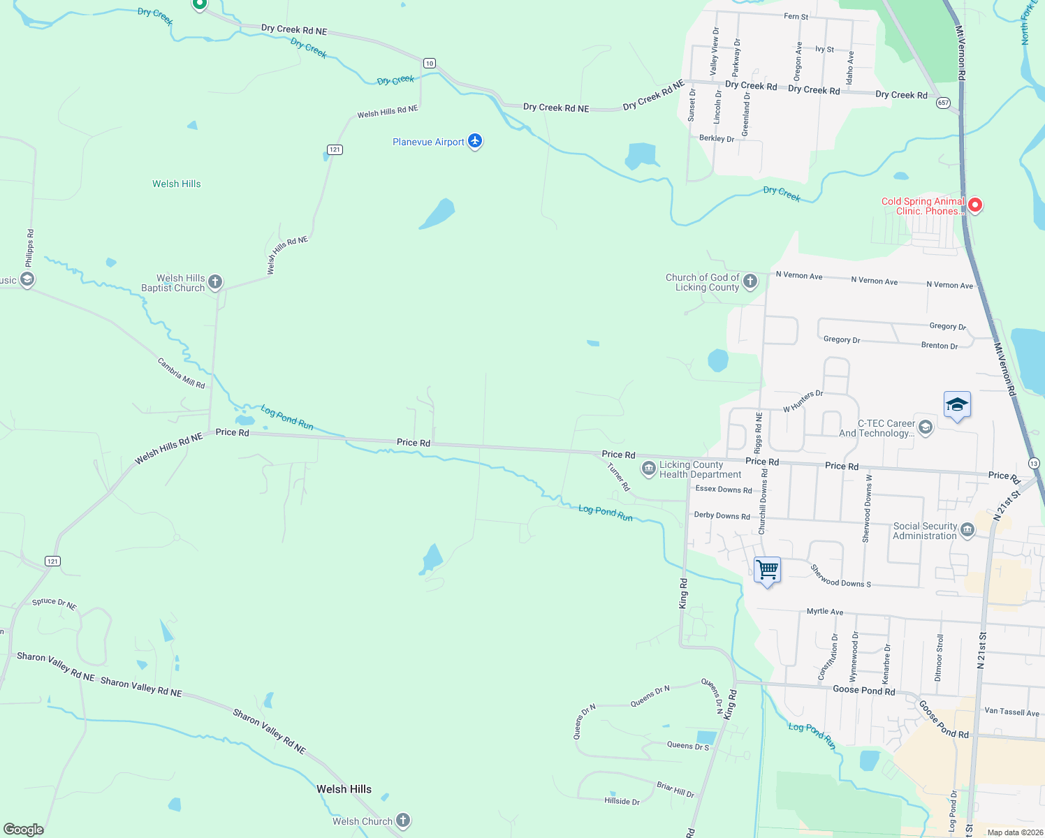 map of restaurants, bars, coffee shops, grocery stores, and more near 4444 Price Road in Newark