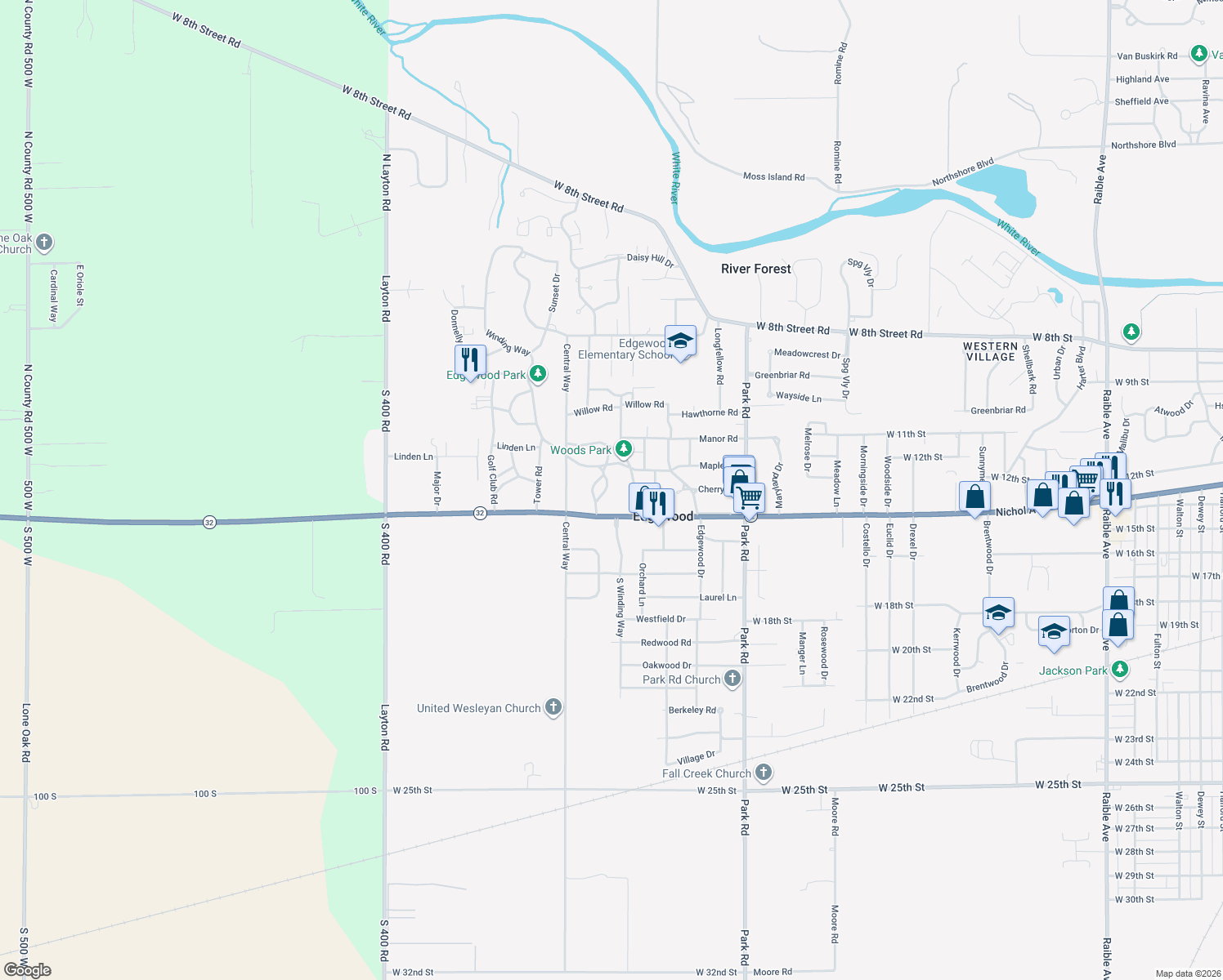 map of restaurants, bars, coffee shops, grocery stores, and more near 28 Colony Road in Anderson