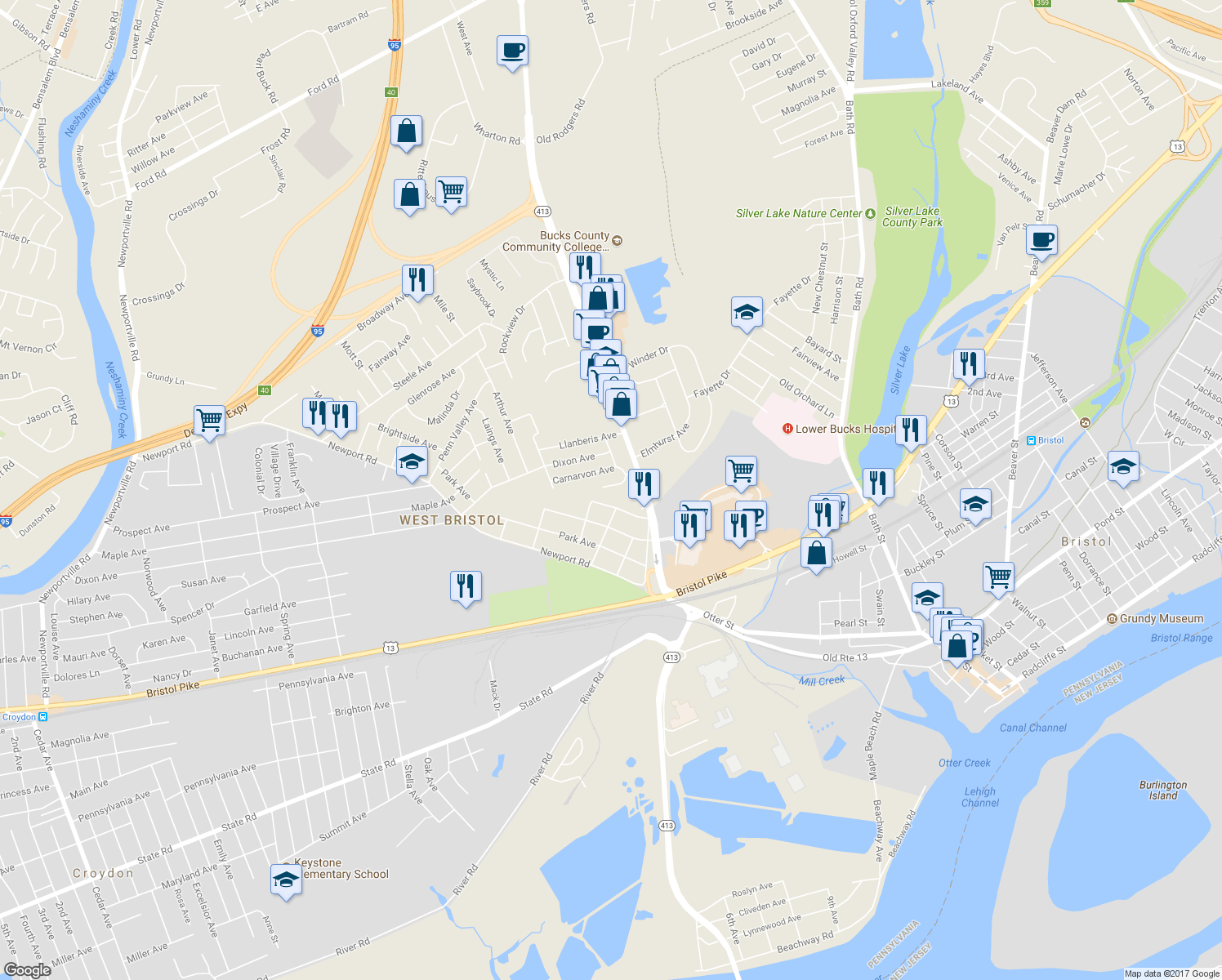 map of restaurants, bars, coffee shops, grocery stores, and more near 3530 Snowden Avenue in Bristol