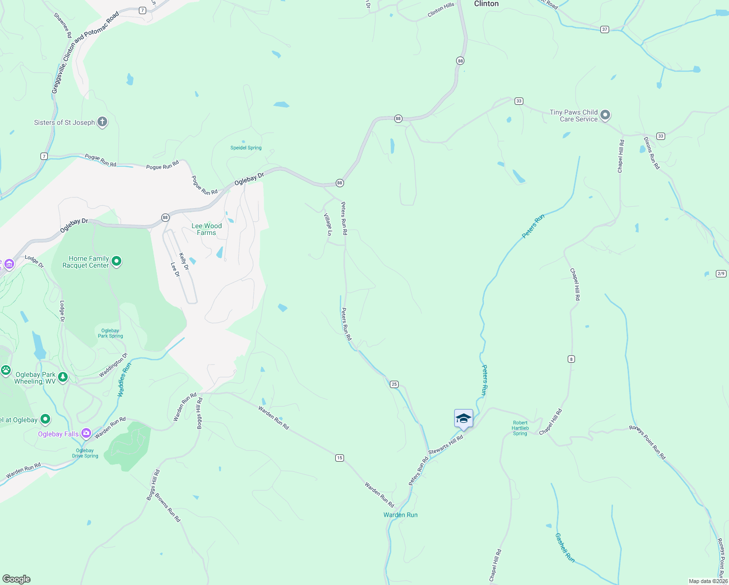 map of restaurants, bars, coffee shops, grocery stores, and more near 160 Nichols Road in Wheeling