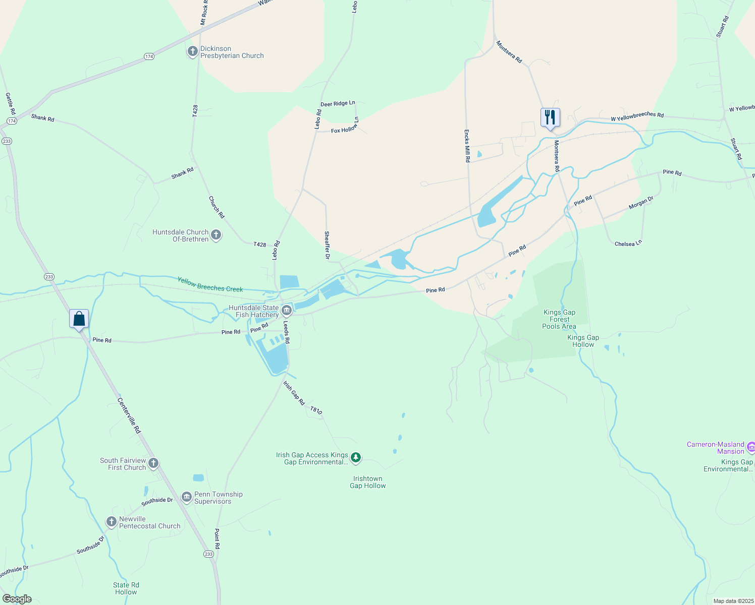 map of restaurants, bars, coffee shops, grocery stores, and more near 1586 Pine Road in Carlisle