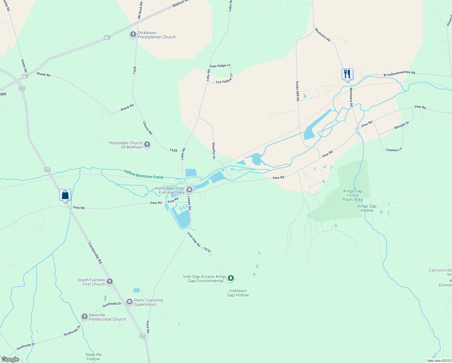 map of restaurants, bars, coffee shops, grocery stores, and more near 1601 Pine Rd in Carlisle