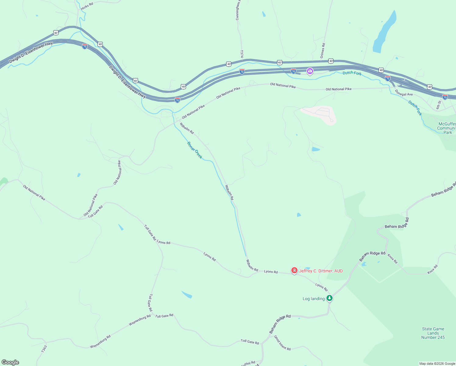 map of restaurants, bars, coffee shops, grocery stores, and more near 200 Wilhelm Road in West Alexander