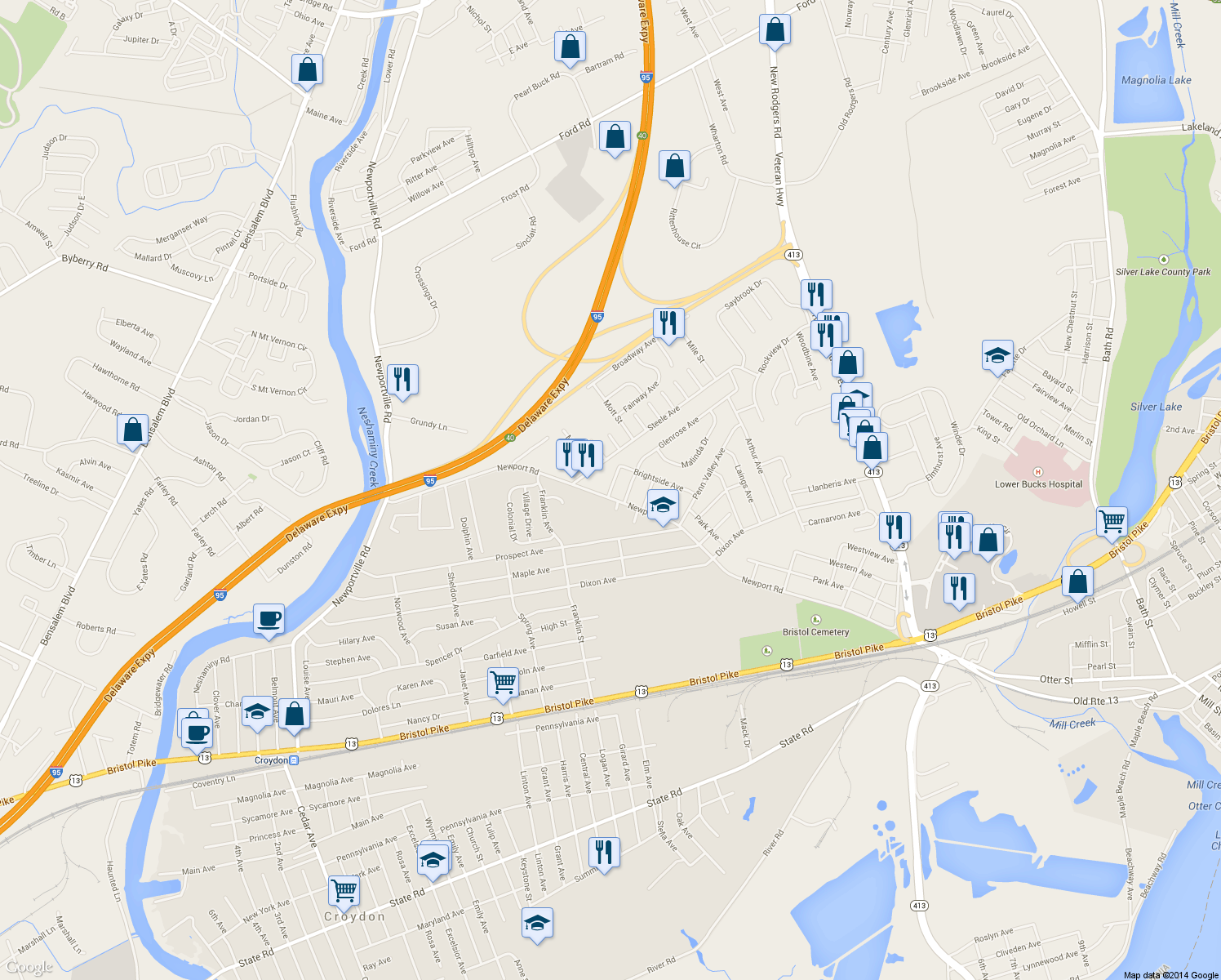 map of restaurants, bars, coffee shops, grocery stores, and more near 2910 Lansdowne Avenue in Bristol