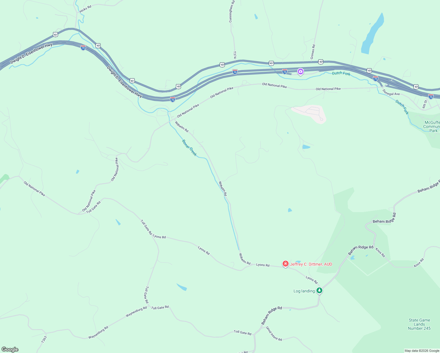 map of restaurants, bars, coffee shops, grocery stores, and more near 200 Wilhelm Road in West Alexander