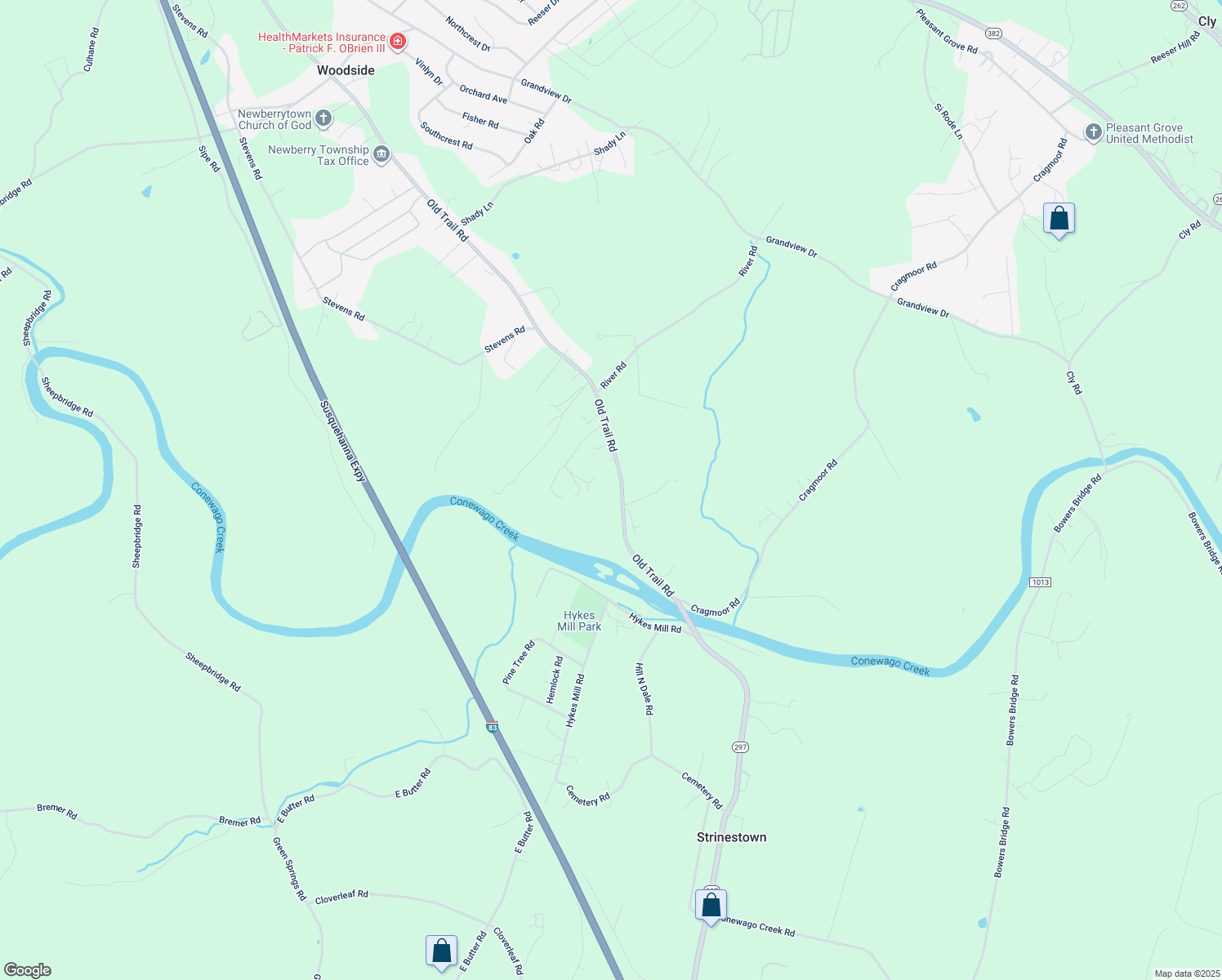 map of restaurants, bars, coffee shops, grocery stores, and more near 3665 Old Trail Road in York Haven