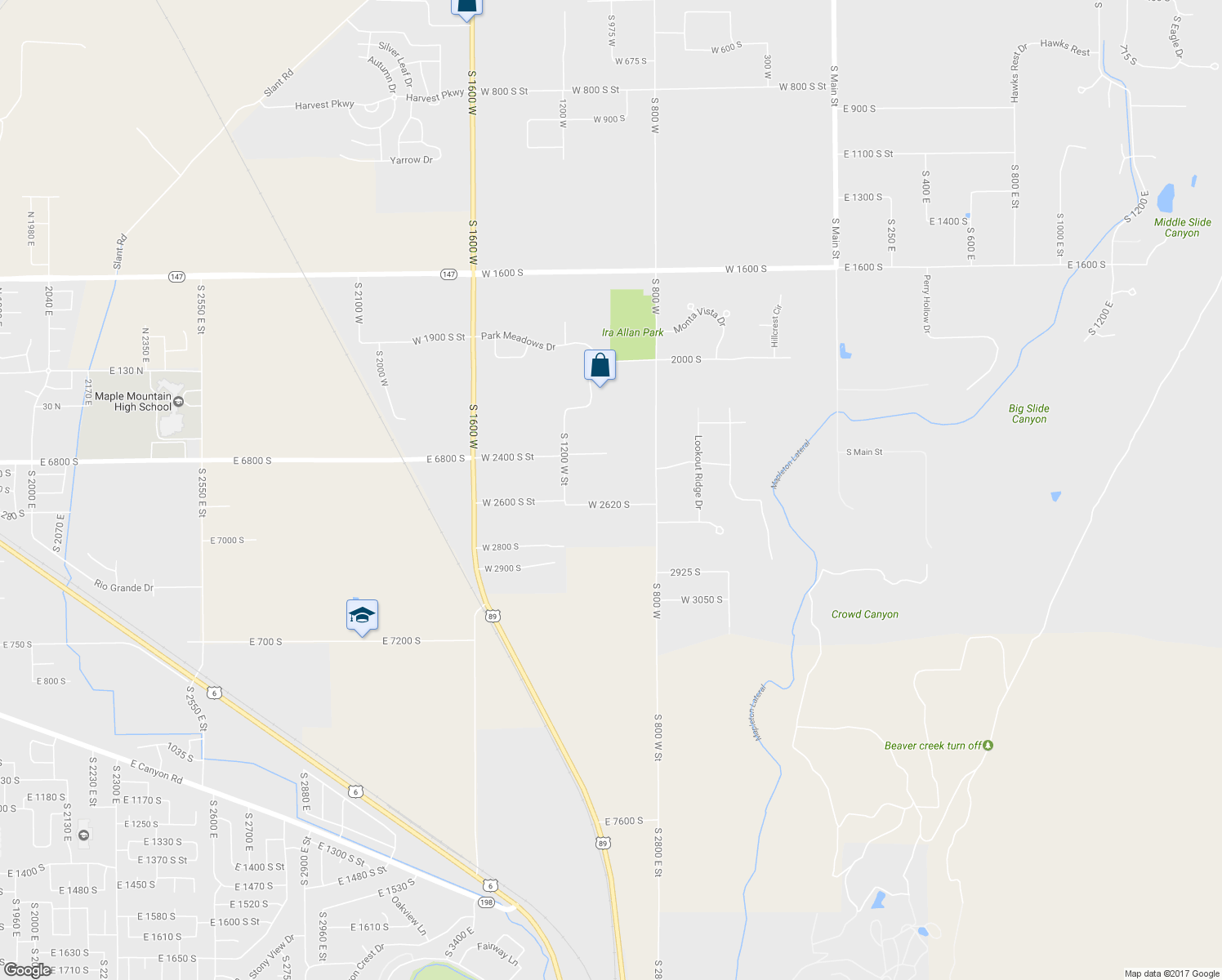 map of restaurants, bars, coffee shops, grocery stores, and more near 990 West 2620 South in Mapleton