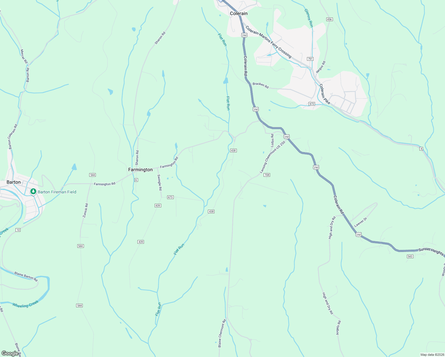 map of restaurants, bars, coffee shops, grocery stores, and more near Township Highway 438 in Belmont County