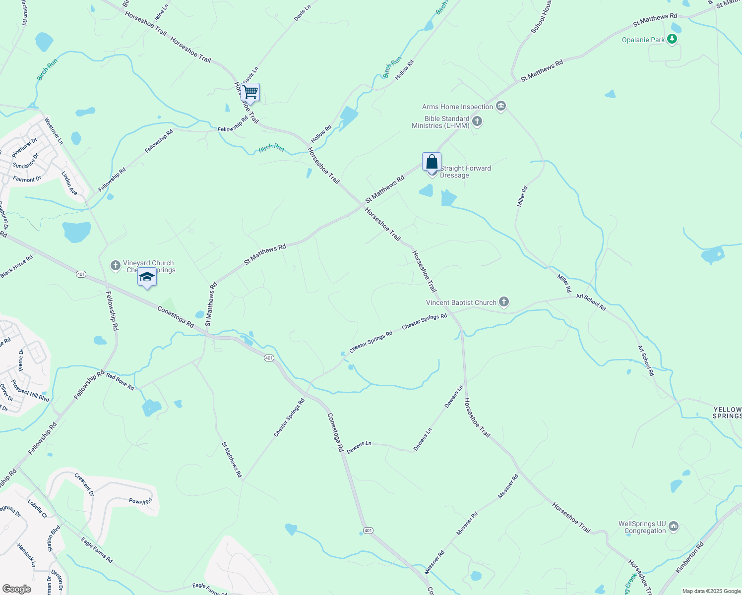 map of restaurants, bars, coffee shops, grocery stores, and more near 67 Barrington Lane in Chester Springs