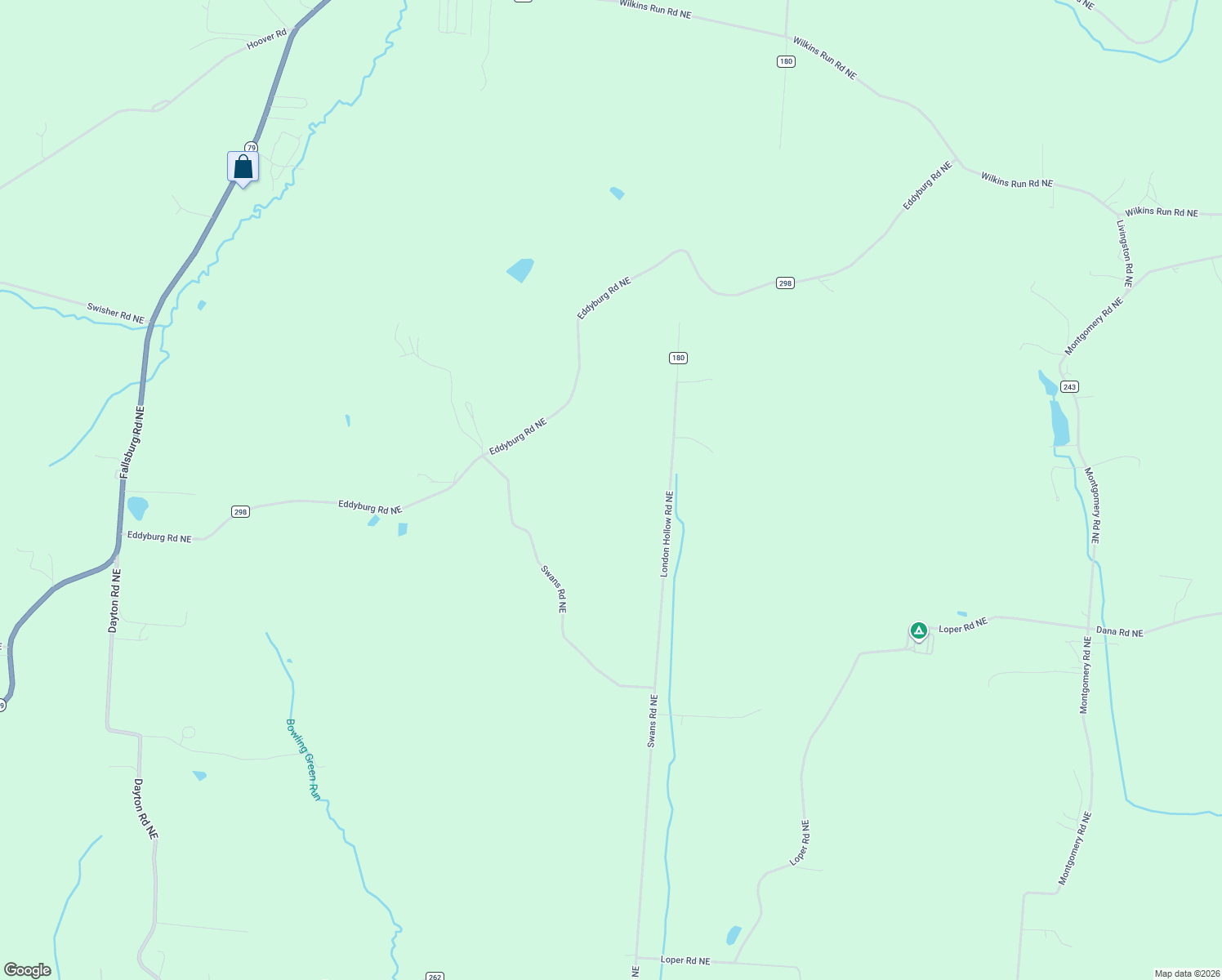 map of restaurants, bars, coffee shops, grocery stores, and more near 3627 London Hollow Road Northeast in Newark