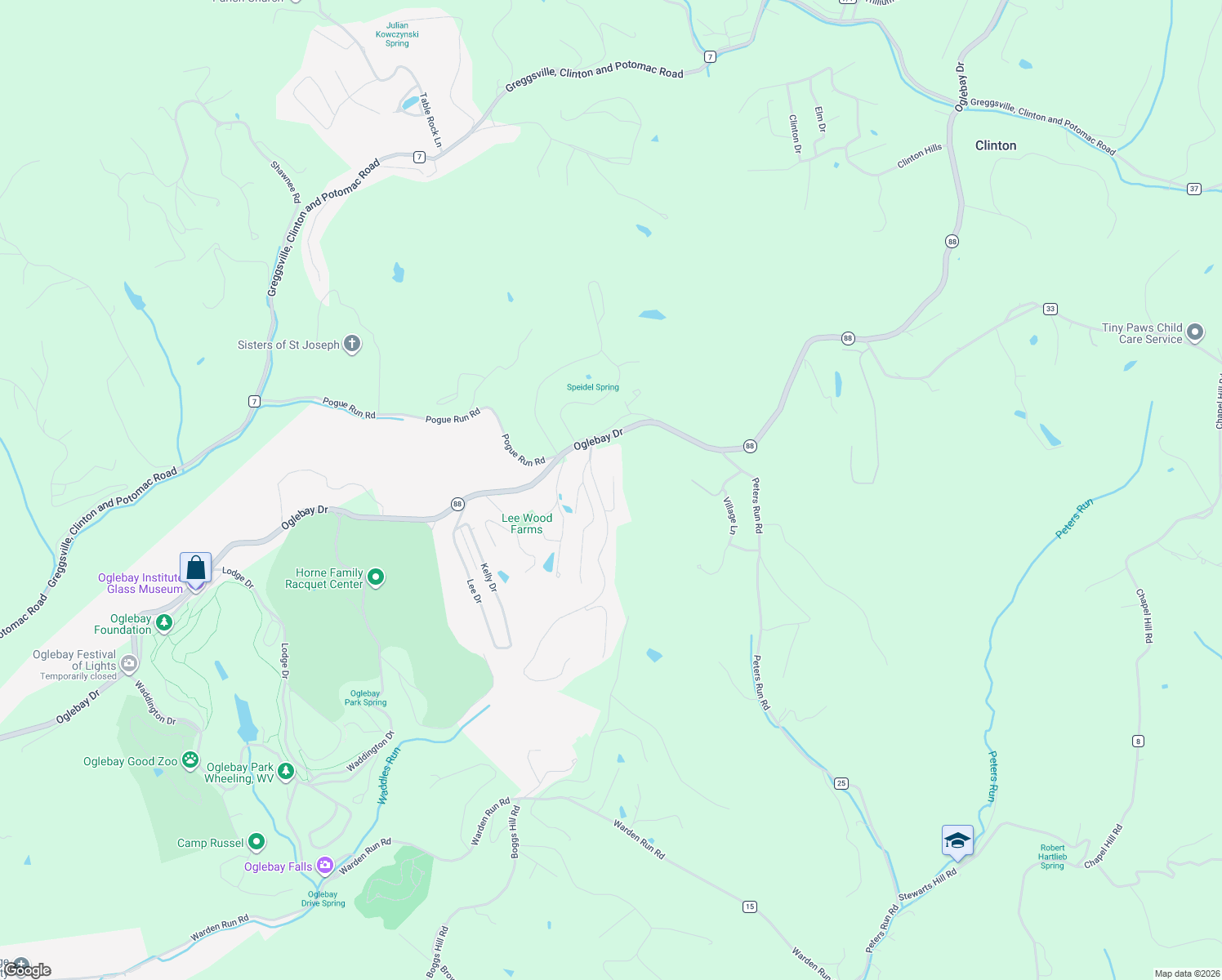 map of restaurants, bars, coffee shops, grocery stores, and more near 9 Alpine Ct in Wheeling
