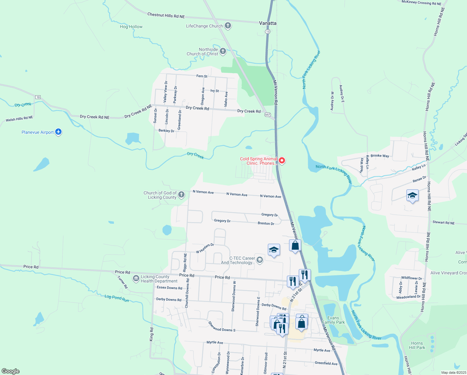 map of restaurants, bars, coffee shops, grocery stores, and more near 200 N Vernon Ave in Newark