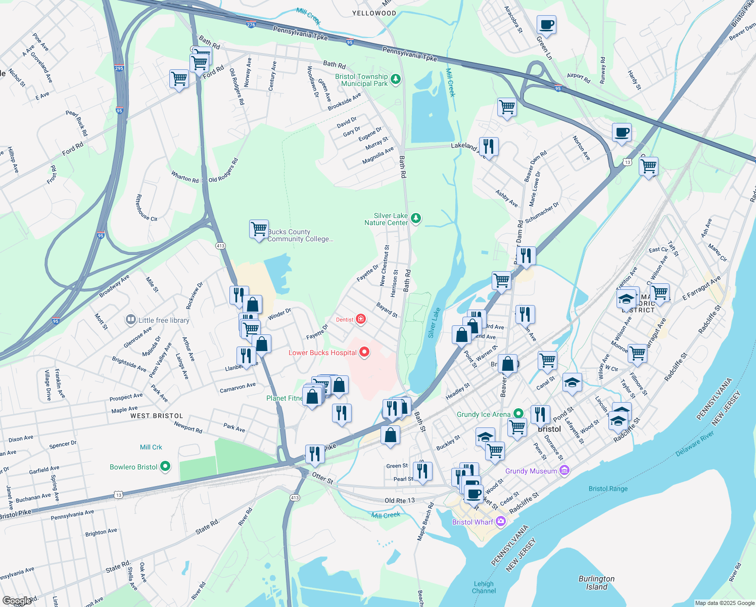 map of restaurants, bars, coffee shops, grocery stores, and more near 902 New Chestnut Street in Bristol