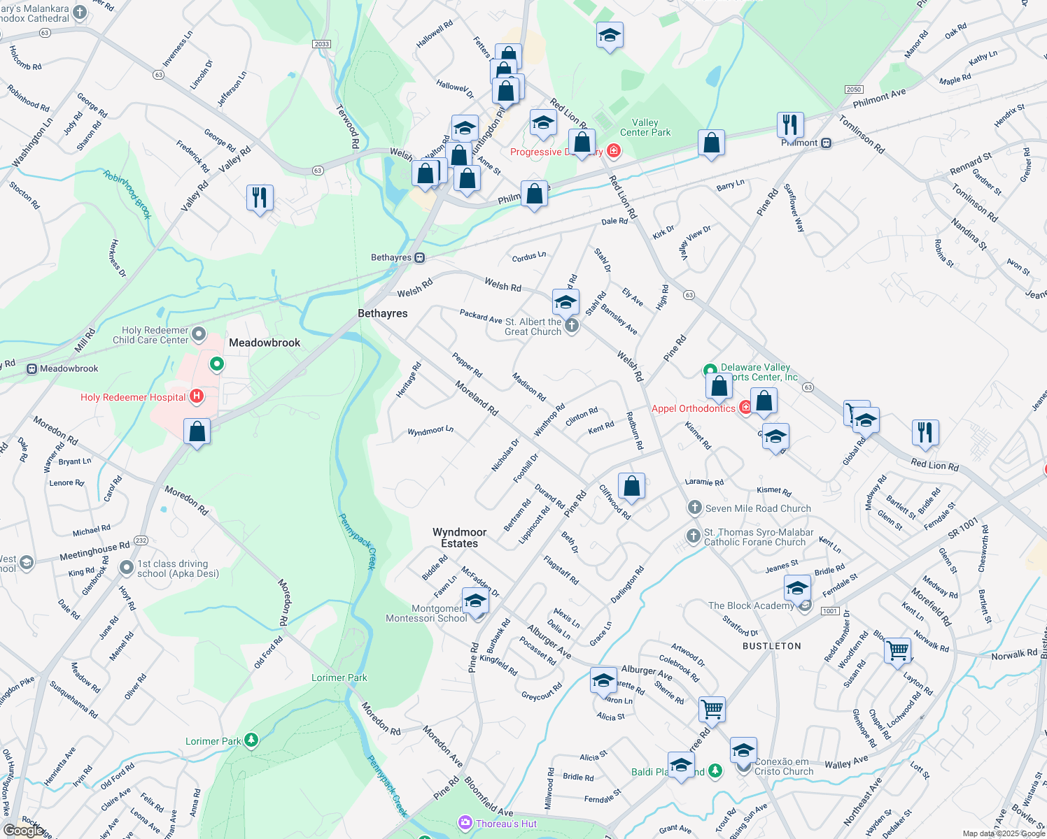 map of restaurants, bars, coffee shops, grocery stores, and more near 2015 Shadywood Circle in Montgomery