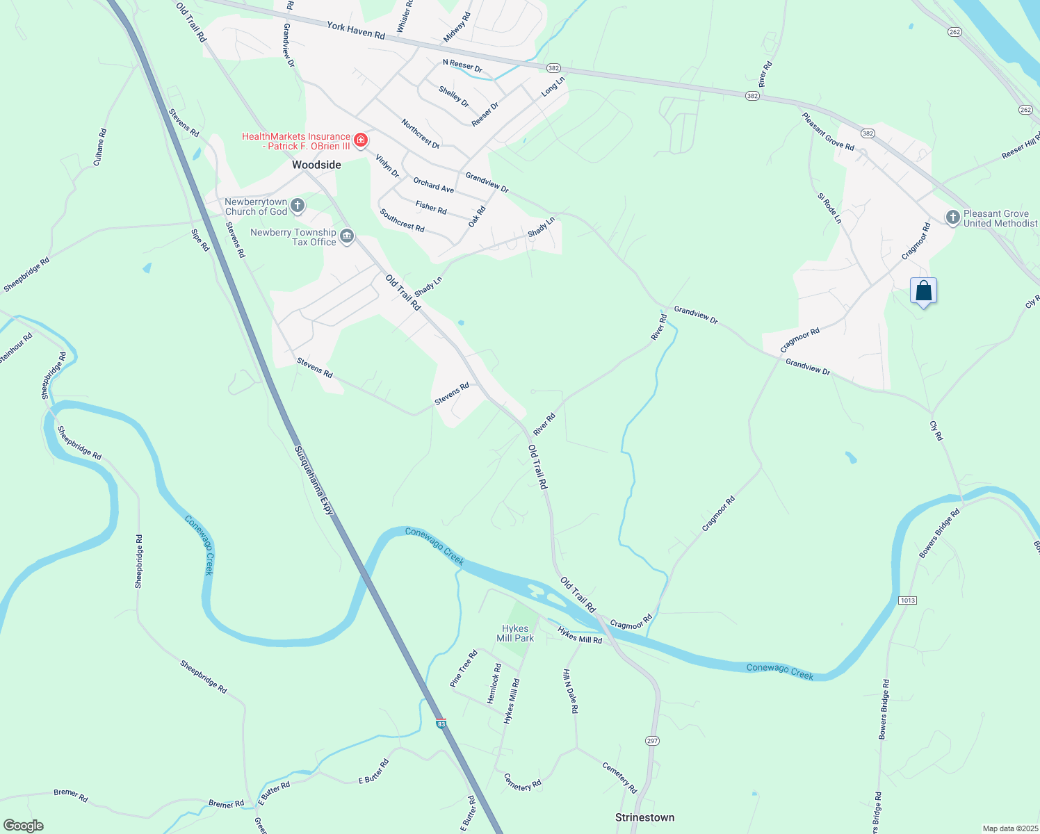 map of restaurants, bars, coffee shops, grocery stores, and more near 3420 Old Trail Road in York Haven