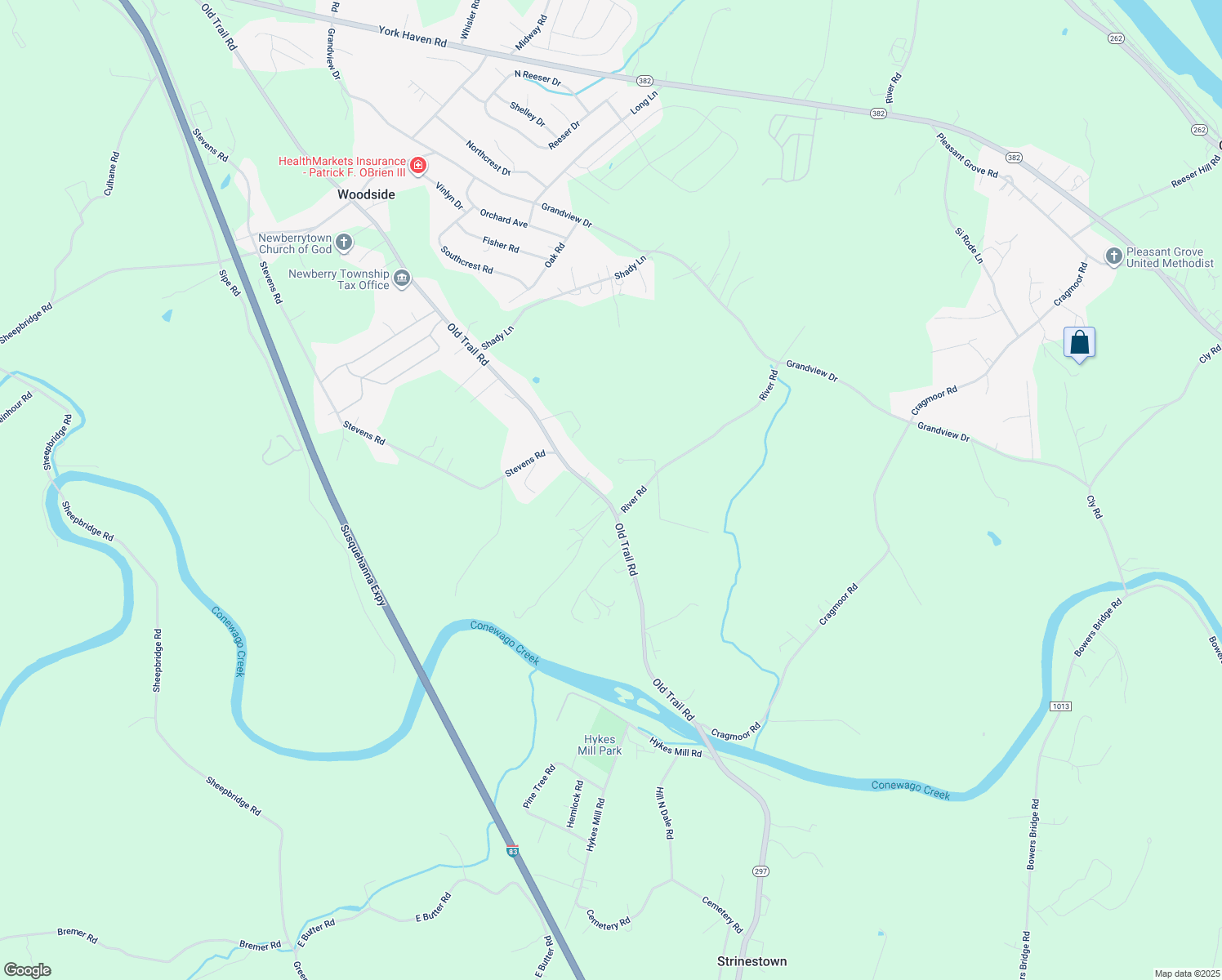 map of restaurants, bars, coffee shops, grocery stores, and more near 3420 Old Trail Road in York Haven
