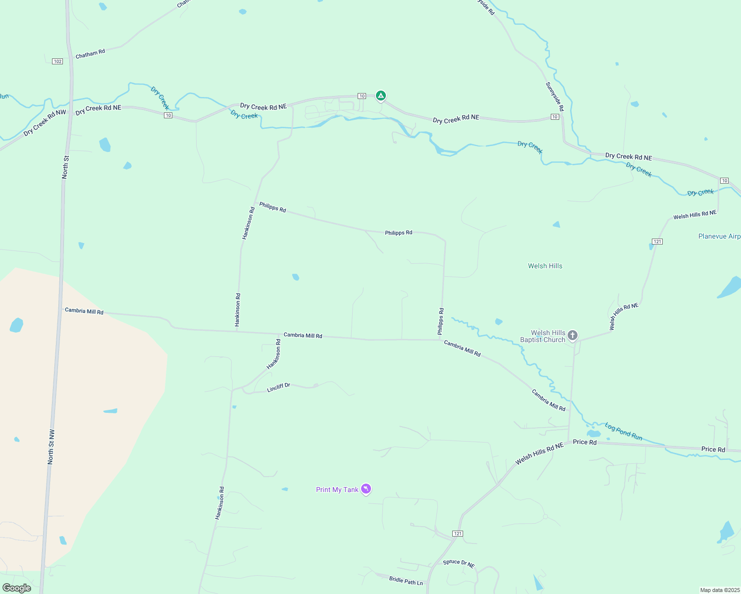 map of restaurants, bars, coffee shops, grocery stores, and more near 2493 Cambria Mill Road in Granville