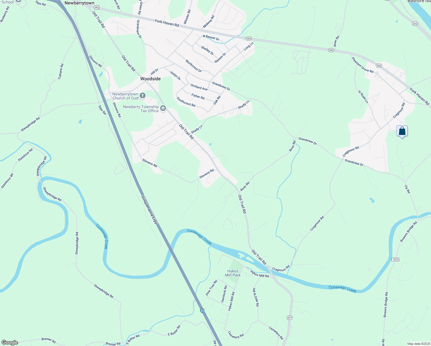 map of restaurants, bars, coffee shops, grocery stores, and more near 3325 Old Trail Road in York Haven