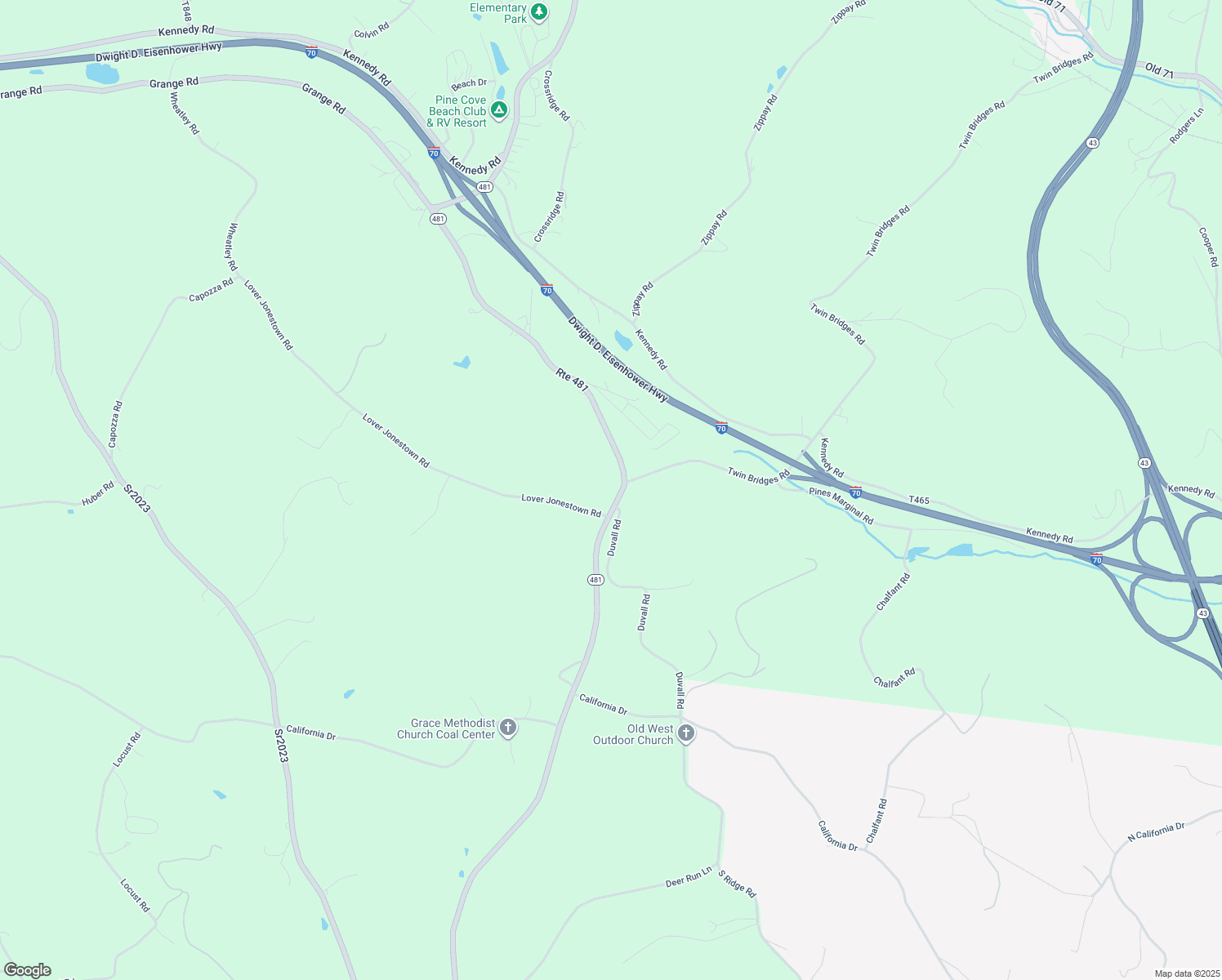 map of restaurants, bars, coffee shops, grocery stores, and more near 1205 Route 481 in Charleroi