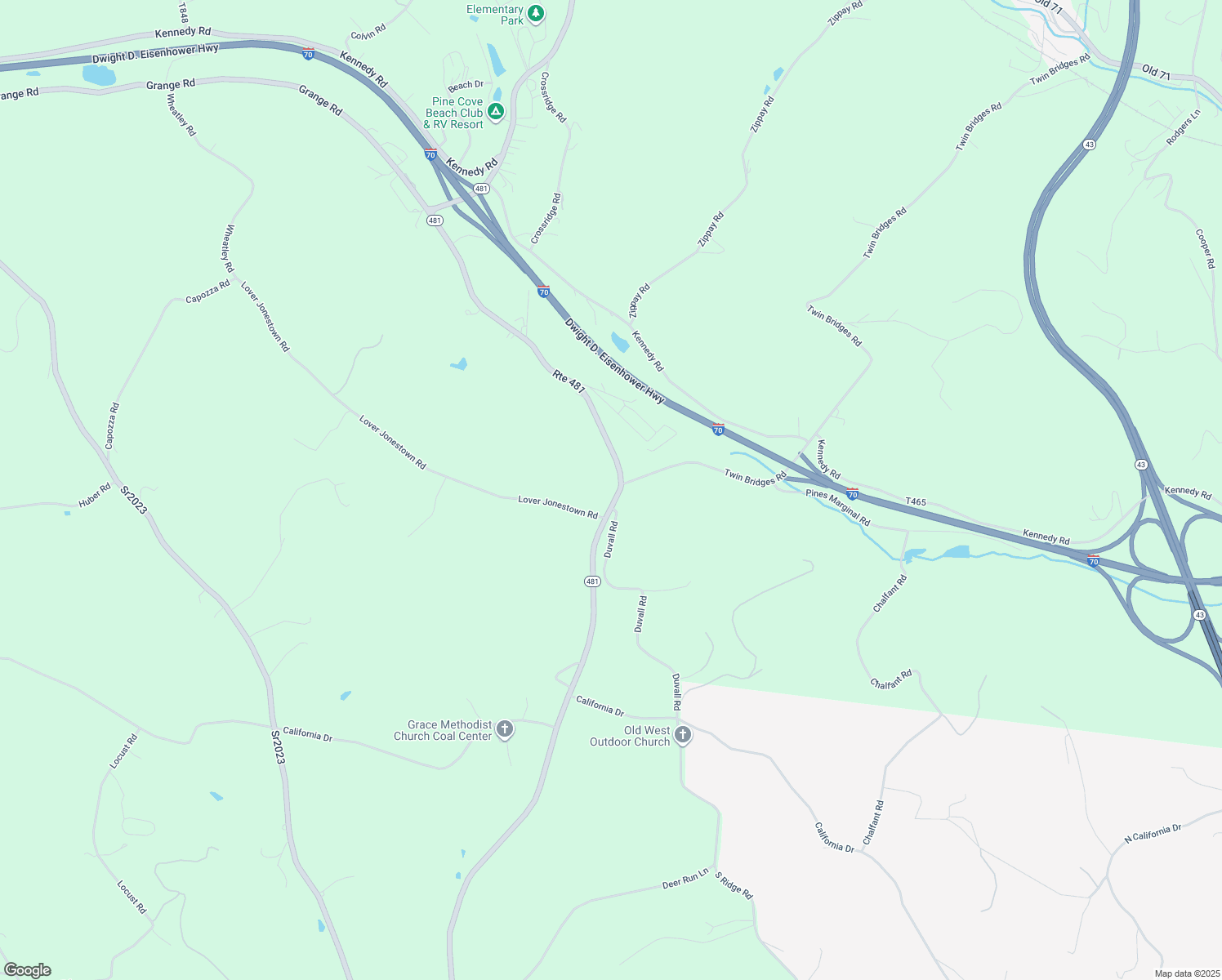 map of restaurants, bars, coffee shops, grocery stores, and more near 1205 Route 481 in Charleroi