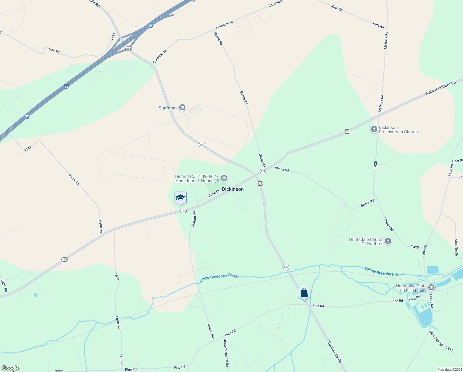 map of restaurants, bars, coffee shops, grocery stores, and more near 1877 Walnut Bottom Rd in Newville