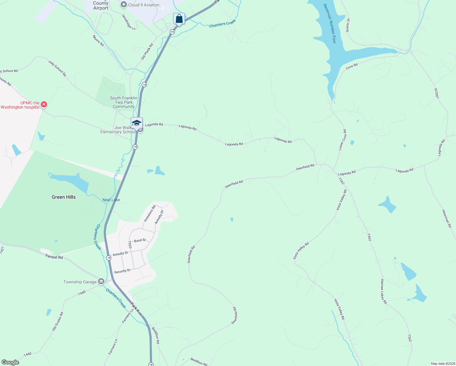 map of restaurants, bars, coffee shops, grocery stores, and more near 360 Deerfield Road in Washington
