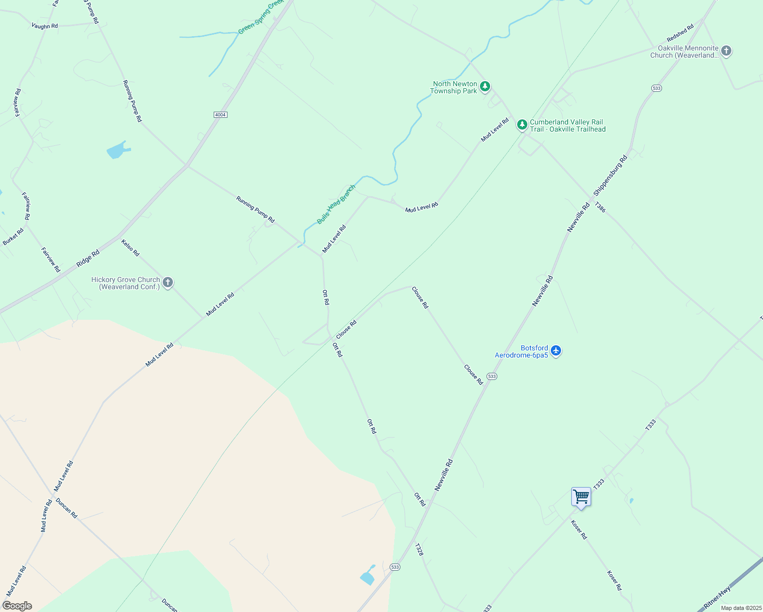 map of restaurants, bars, coffee shops, grocery stores, and more near 140 Clouse Road in Shippensburg