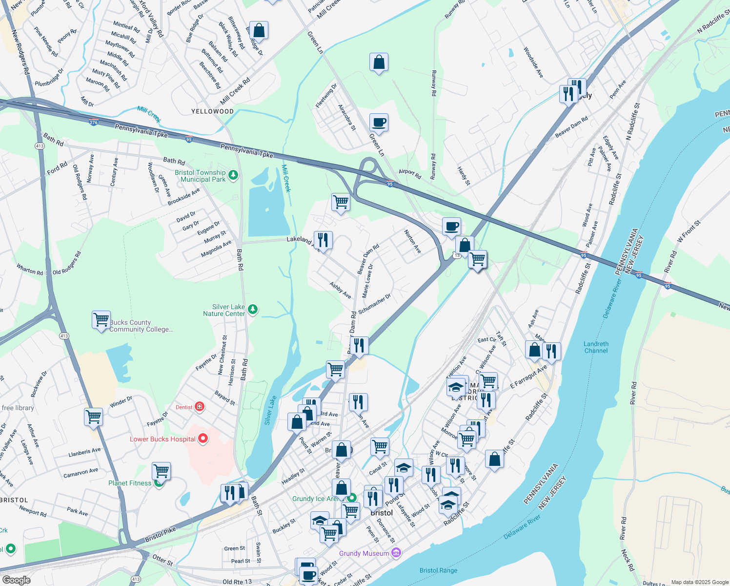 map of restaurants, bars, coffee shops, grocery stores, and more near 1229 Marie Lowe Drive in Bristol