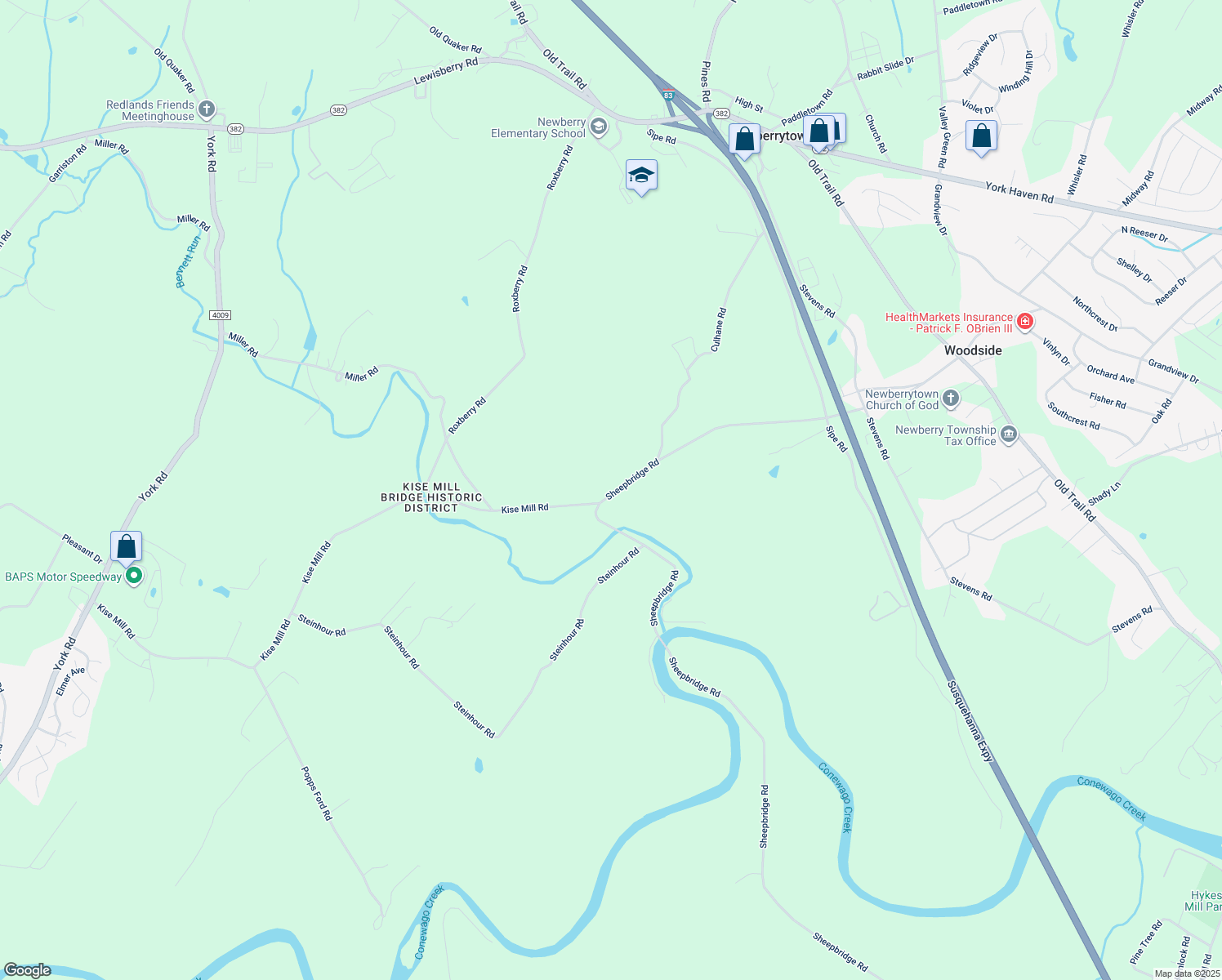 map of restaurants, bars, coffee shops, grocery stores, and more near 585 Sheep Bridge Road in York Haven
