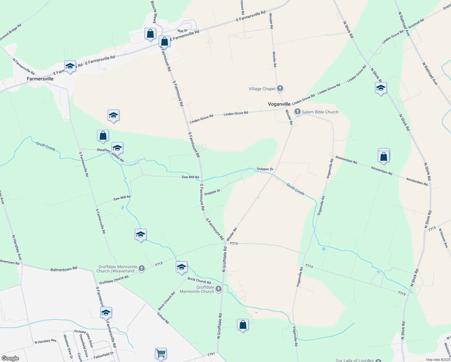 map of restaurants, bars, coffee shops, grocery stores, and more near 541 Snapper Dr in Ephrata