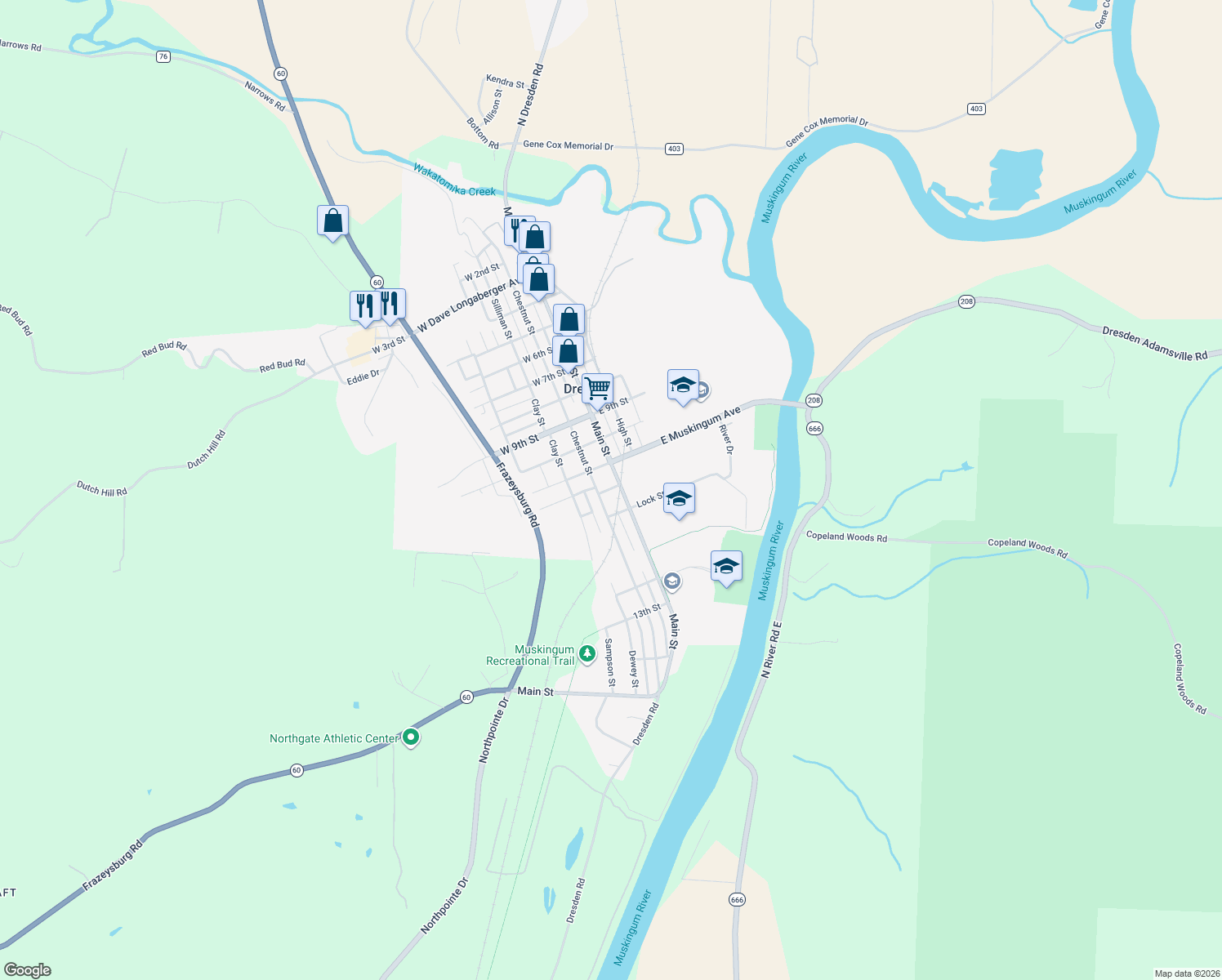 map of restaurants, bars, coffee shops, grocery stores, and more near 16 12th St in Dresden