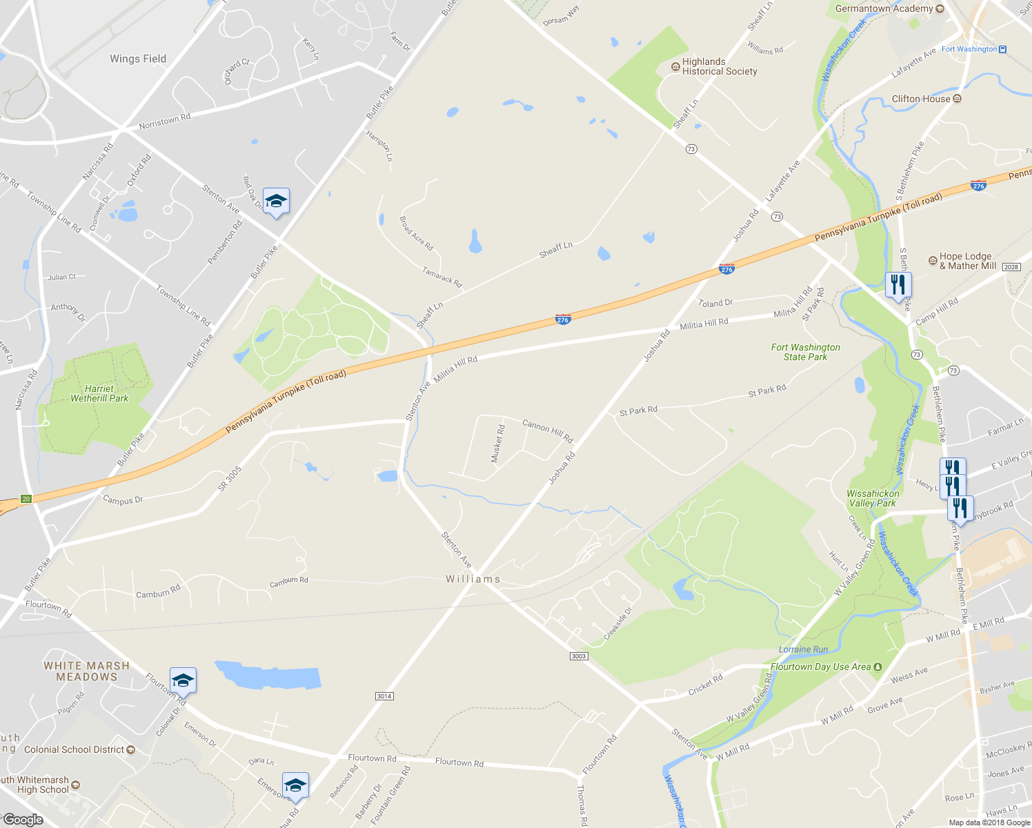 map of restaurants, bars, coffee shops, grocery stores, and more near 6026 Cannon Hill Road in Fort Washington
