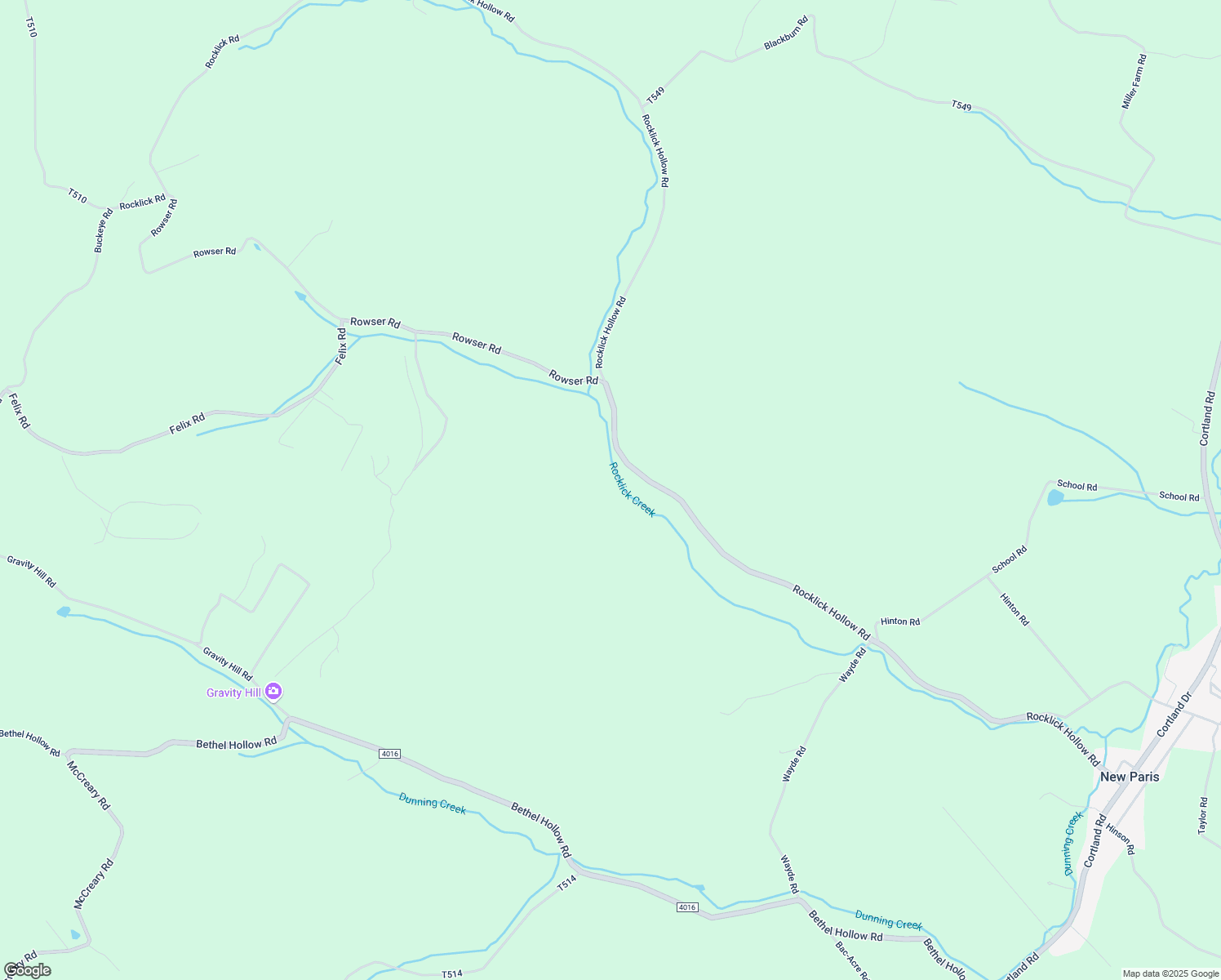 map of restaurants, bars, coffee shops, grocery stores, and more near 1948 Rocklick Hollow Road in New Paris