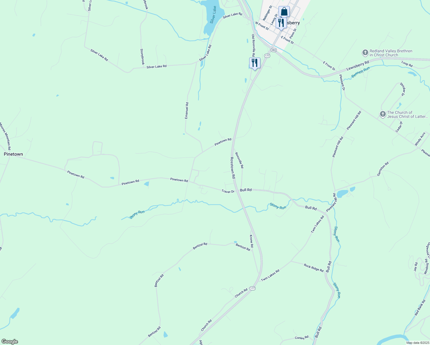 map of restaurants, bars, coffee shops, grocery stores, and more near 875 Traver Drive in Lewisberry