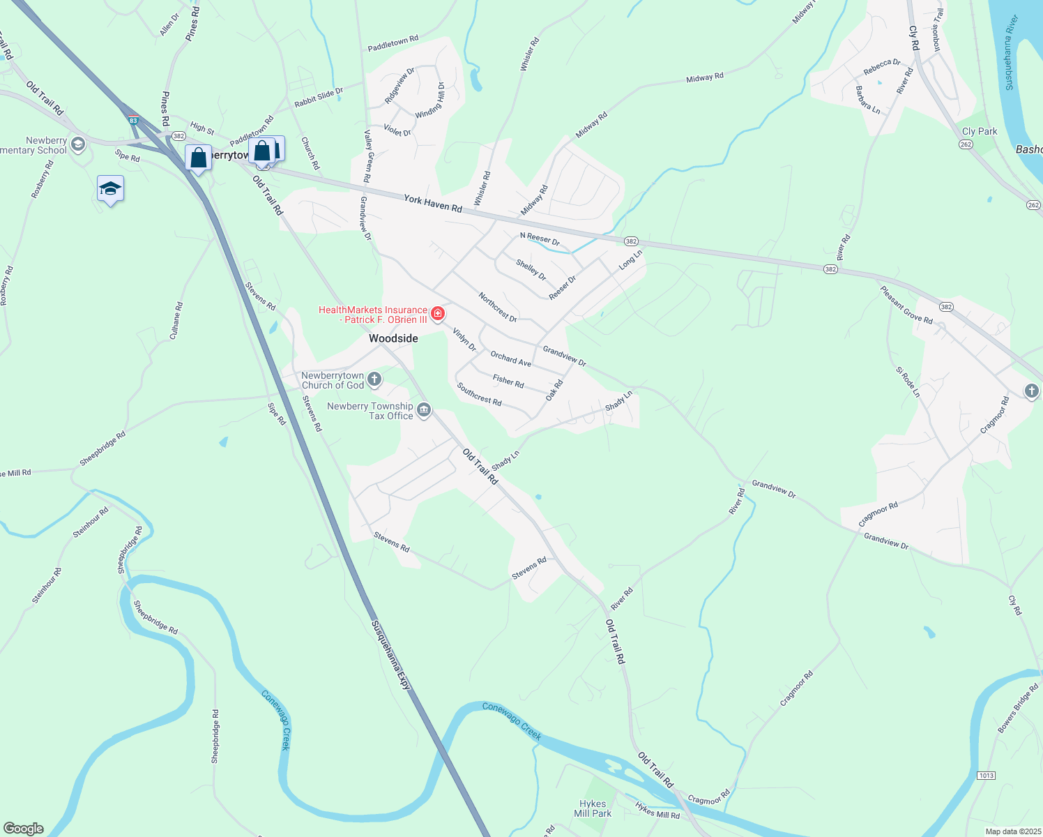 map of restaurants, bars, coffee shops, grocery stores, and more near 120 Southcrest Road in York Haven