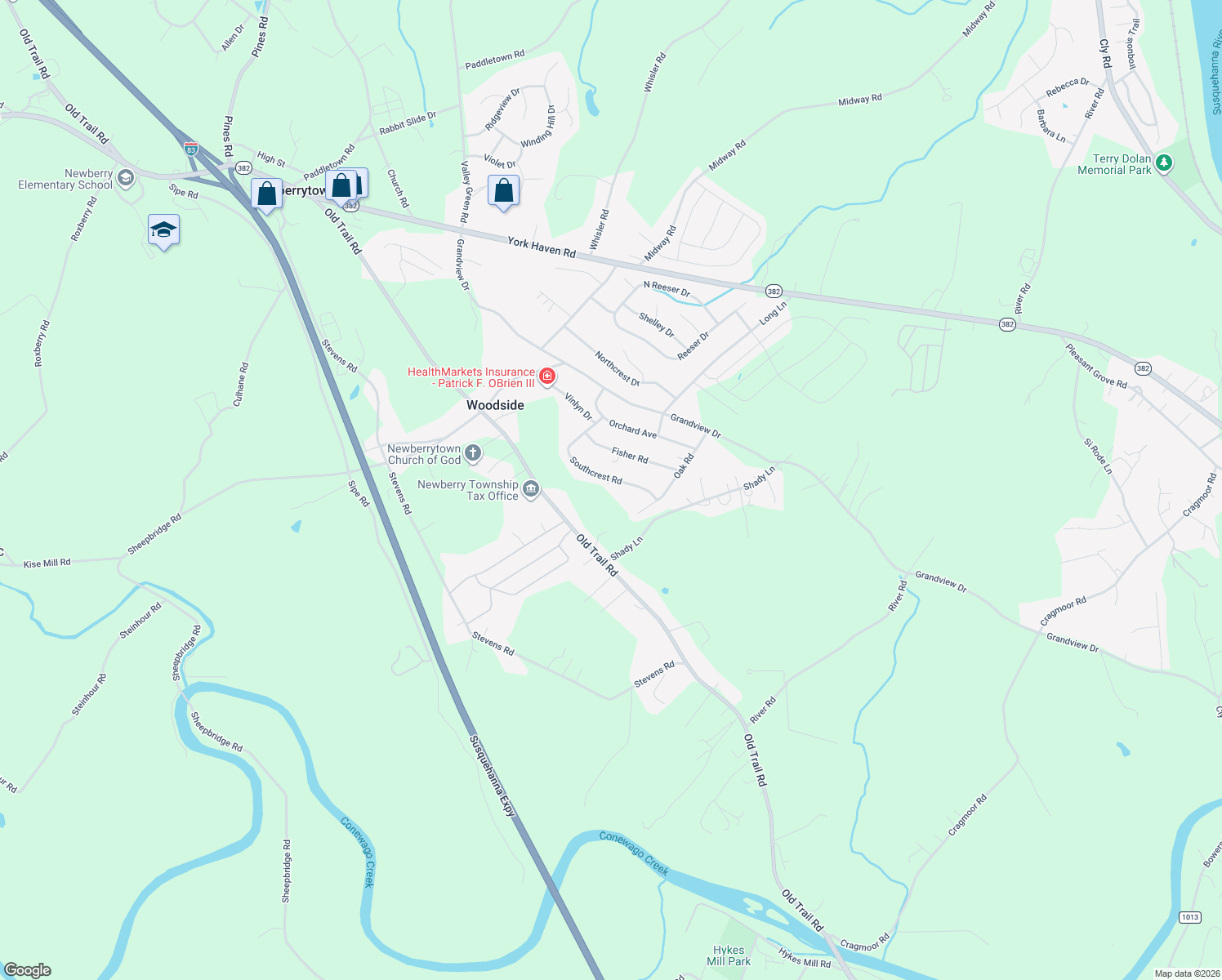 map of restaurants, bars, coffee shops, grocery stores, and more near 105 Southcrest Road in York Haven