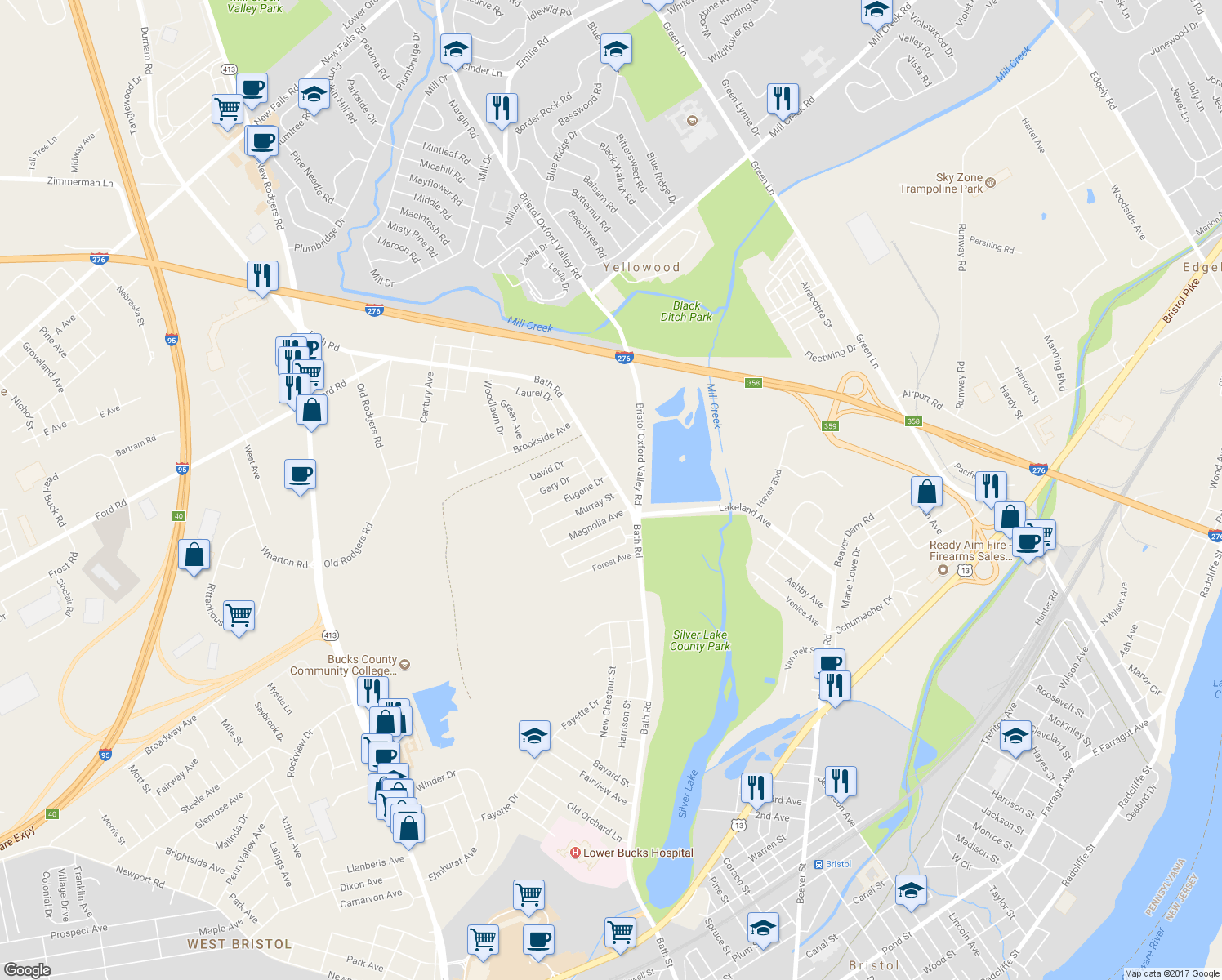 map of restaurants, bars, coffee shops, grocery stores, and more near 2021 Bath Road in Bristol