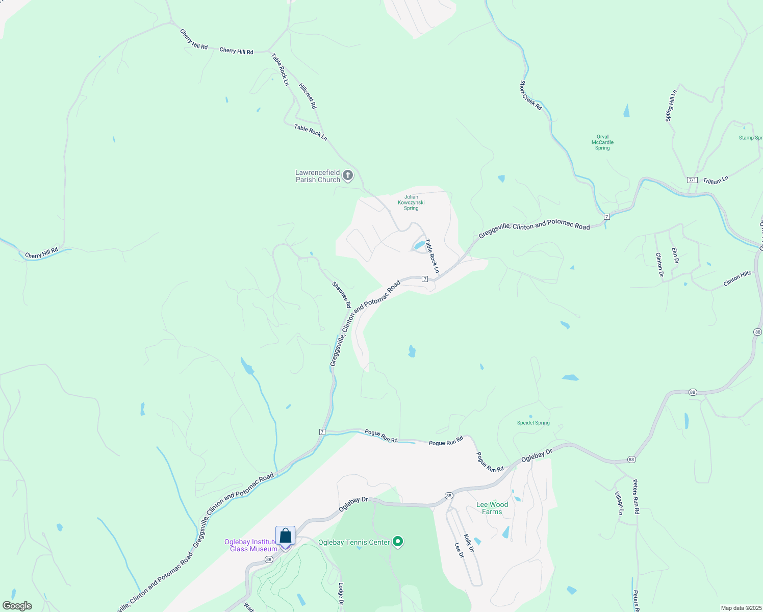 map of restaurants, bars, coffee shops, grocery stores, and more near 280 GC&P Road in Triadelphia