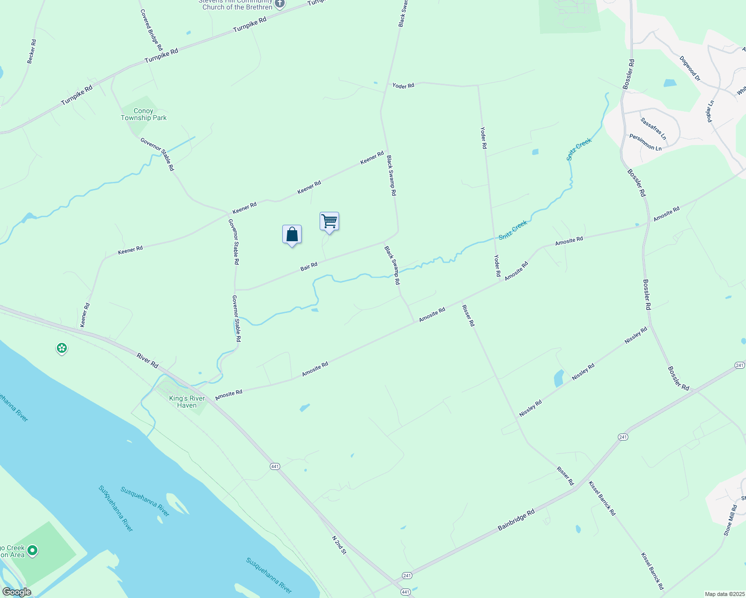 map of restaurants, bars, coffee shops, grocery stores, and more near 116 Retherford Drive in Bainbridge
