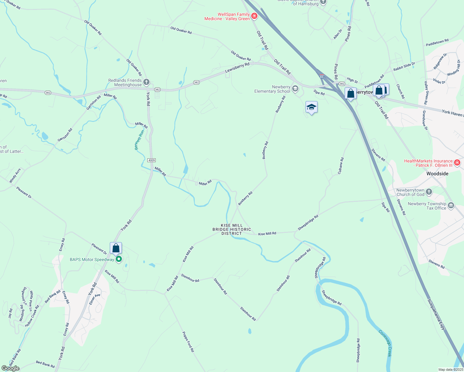 map of restaurants, bars, coffee shops, grocery stores, and more near 365 Roxberry Road in York Haven