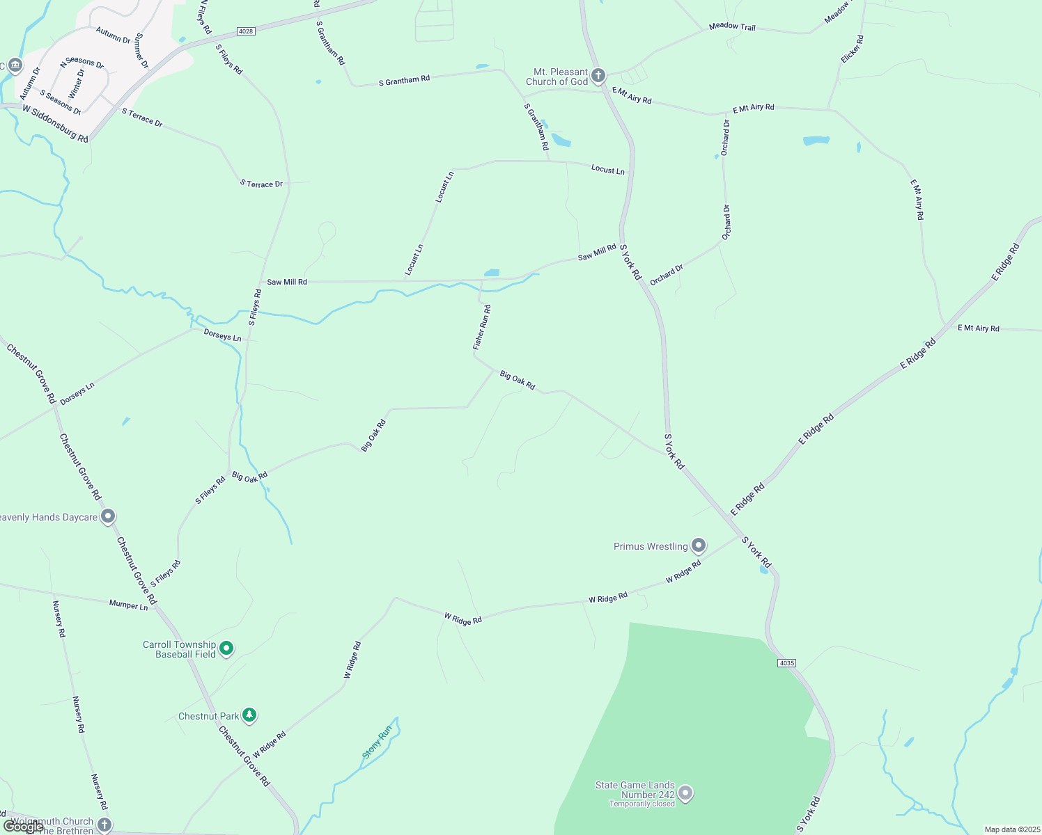 map of restaurants, bars, coffee shops, grocery stores, and more near 137 Big Oak Road in Dillsburg
