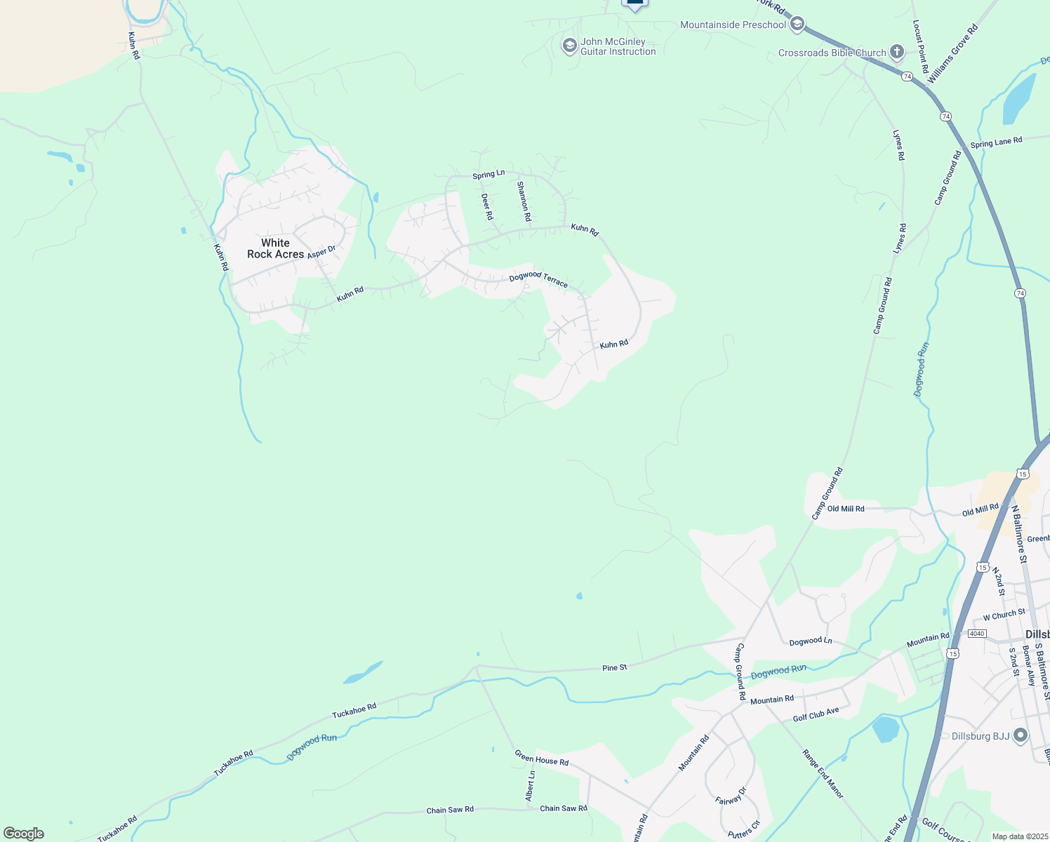 map of restaurants, bars, coffee shops, grocery stores, and more near 1070 Kuhn Road in Boiling Springs