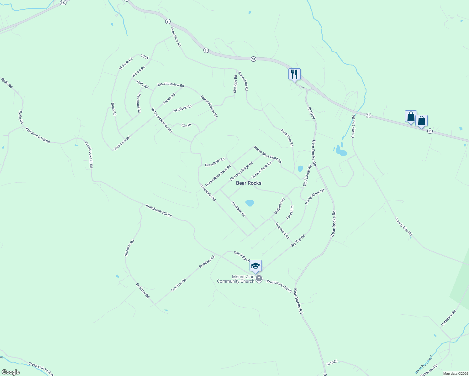 map of restaurants, bars, coffee shops, grocery stores, and more near 79 Spruce Peak Road in Acme
