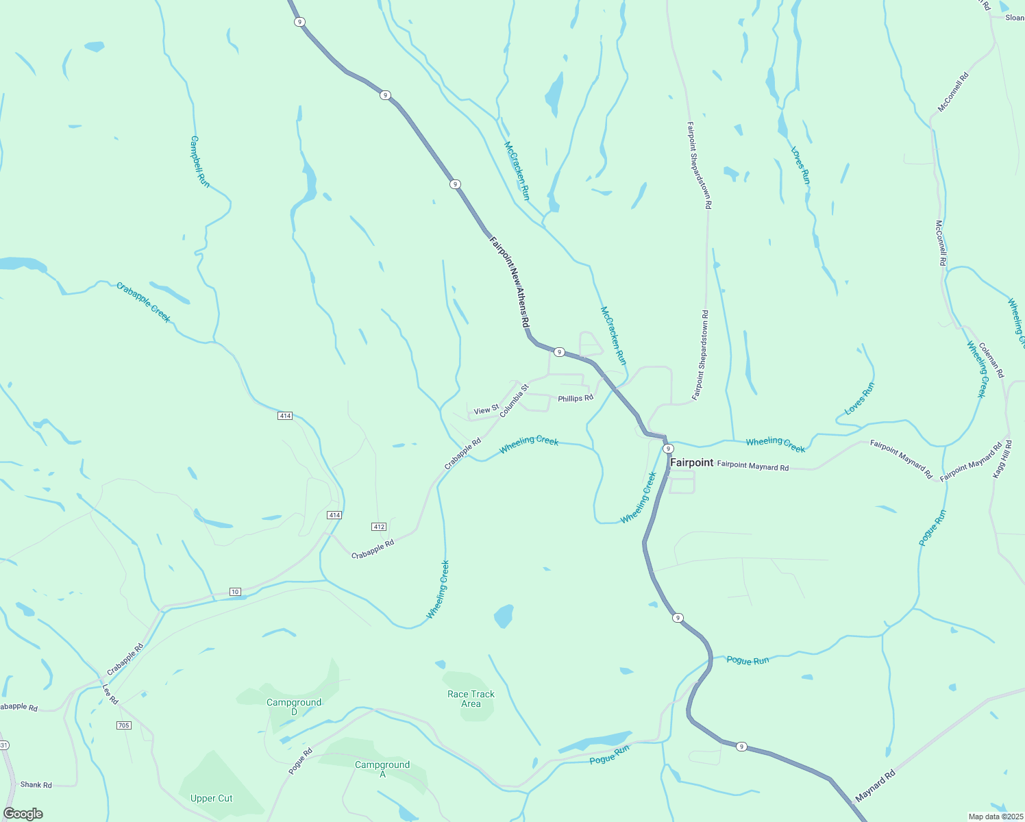 map of restaurants, bars, coffee shops, grocery stores, and more near 46919 Columbia Street in Saint Clairsville