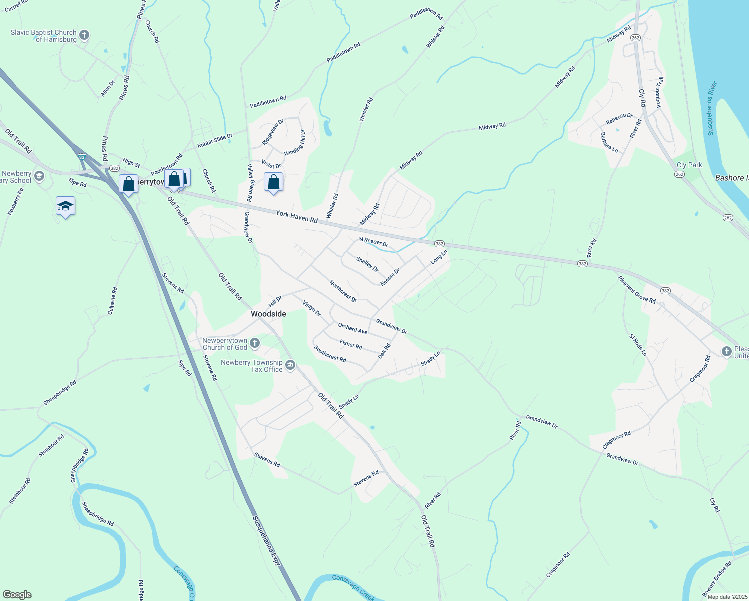 map of restaurants, bars, coffee shops, grocery stores, and more near 195 Northcrest Dr in York Haven