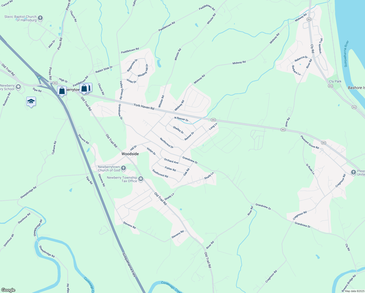 map of restaurants, bars, coffee shops, grocery stores, and more near 195 Northcrest Dr in York Haven
