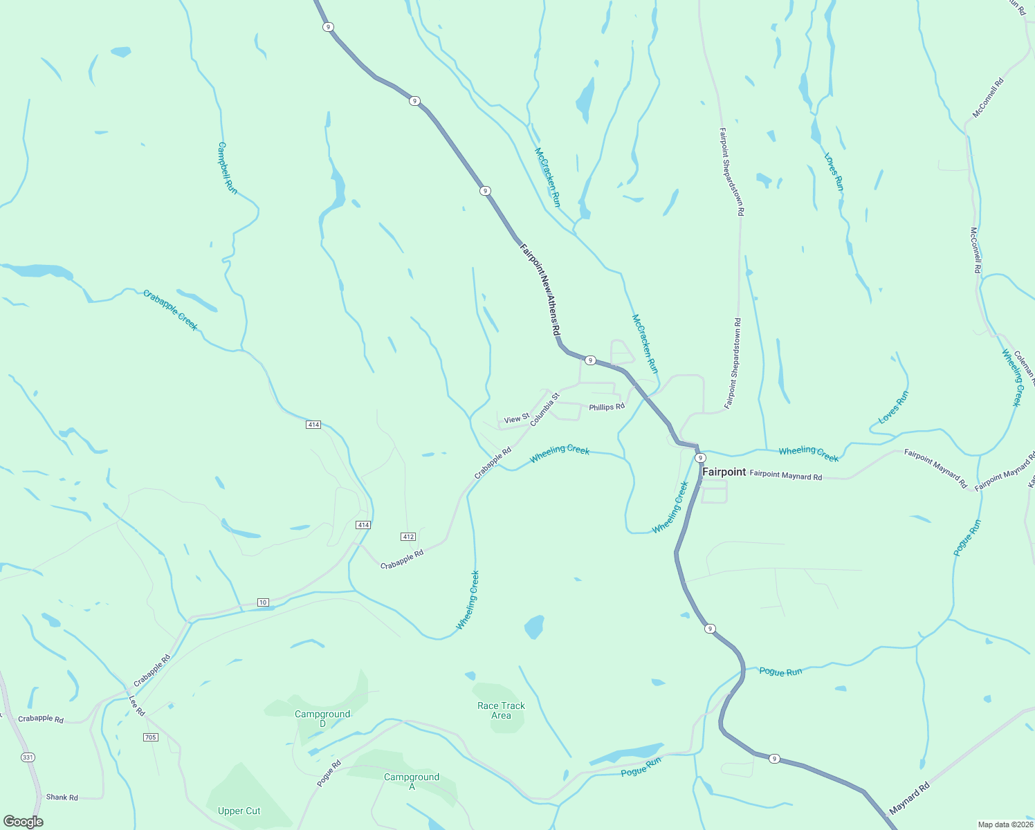 map of restaurants, bars, coffee shops, grocery stores, and more near 46799 View Street in Saint Clairsville