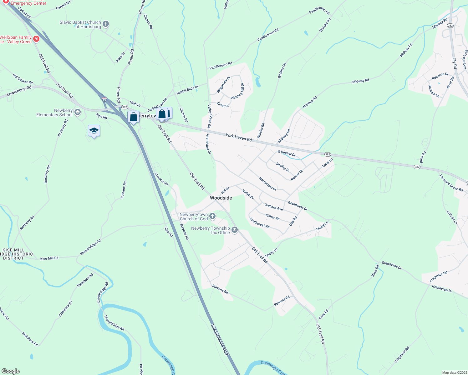 map of restaurants, bars, coffee shops, grocery stores, and more near 50 Hill Drive in York Haven